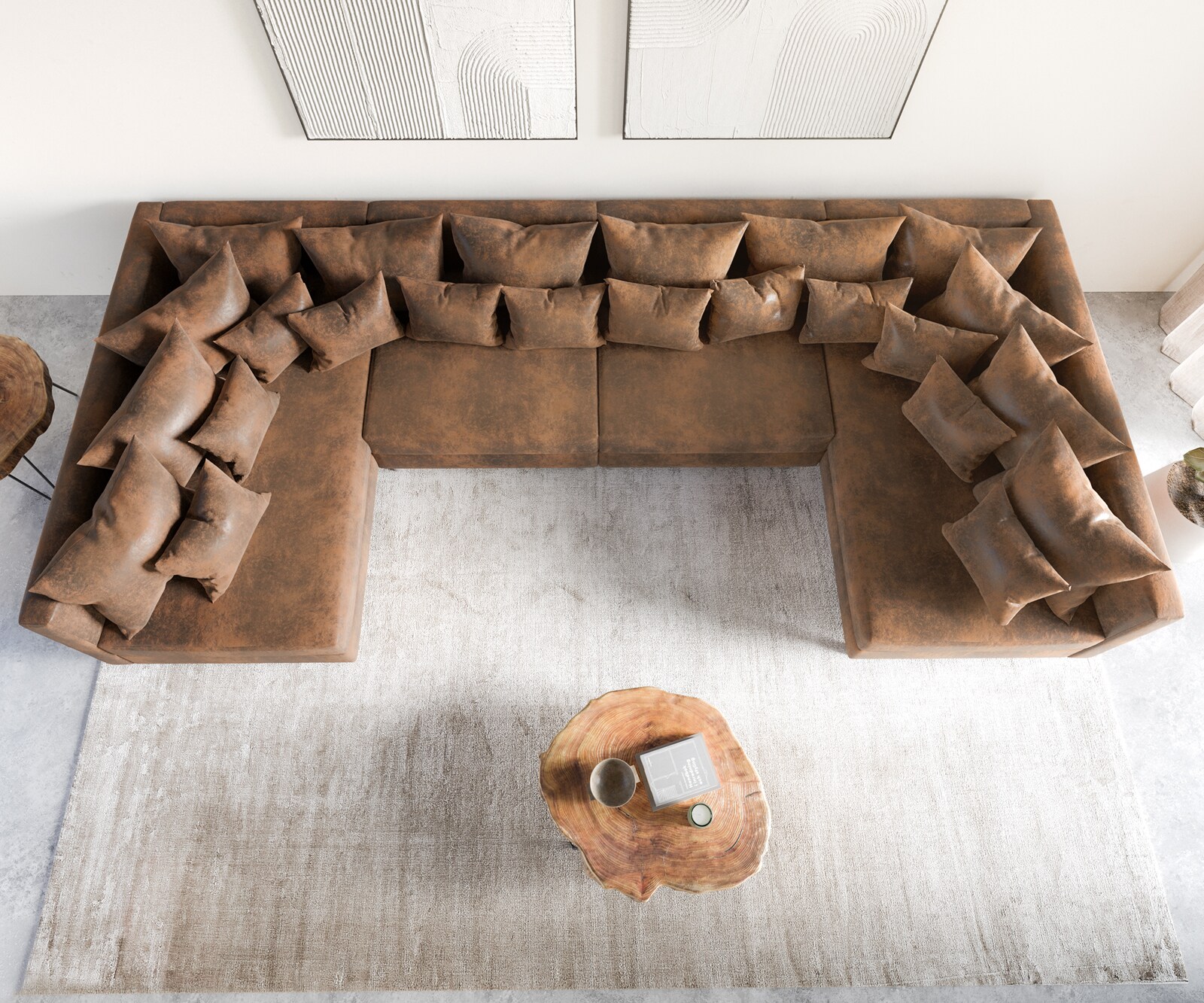 Wohnlandschaft Clovis XL Braun Antik Optik Modulsofa 4