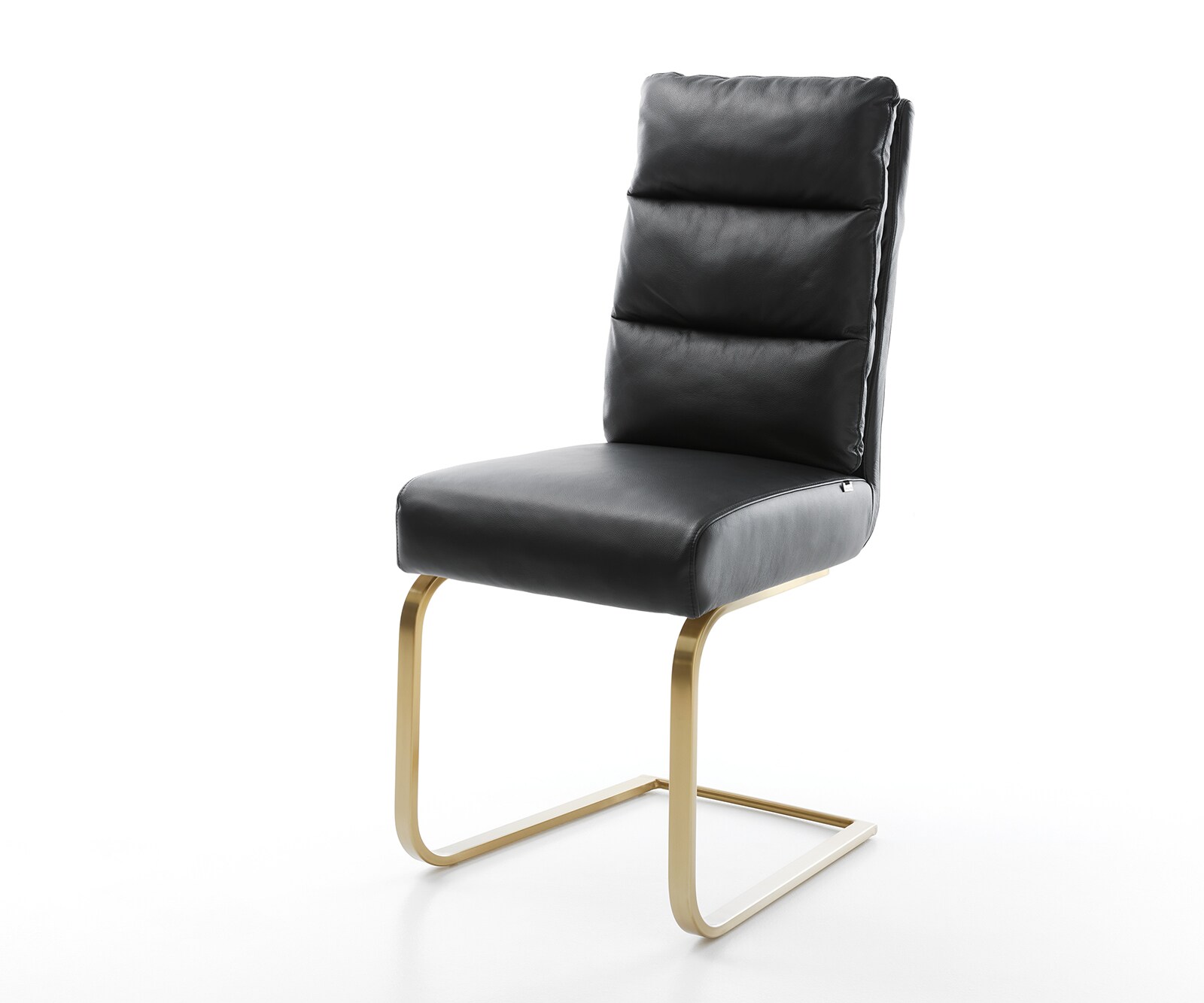 Schwingstuhl Pela-Flex Echt-Leder Schwarz Freischwinger flach Gold  Taschenfederkern