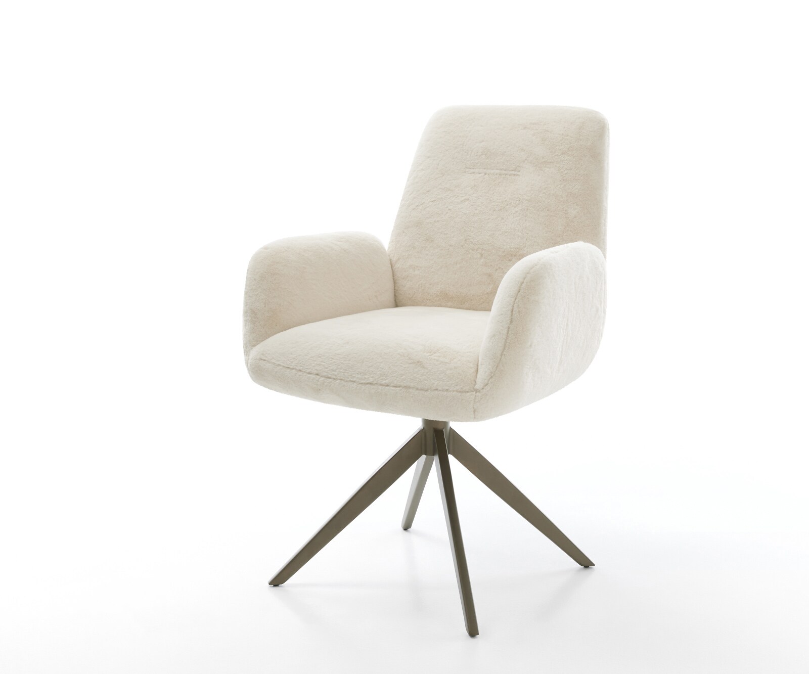 Chaise-pivotante Zoa-Flex peluche crème-blanc pied croisé large blanc pivotement sur 360° fonction bascule ressorts ensachés