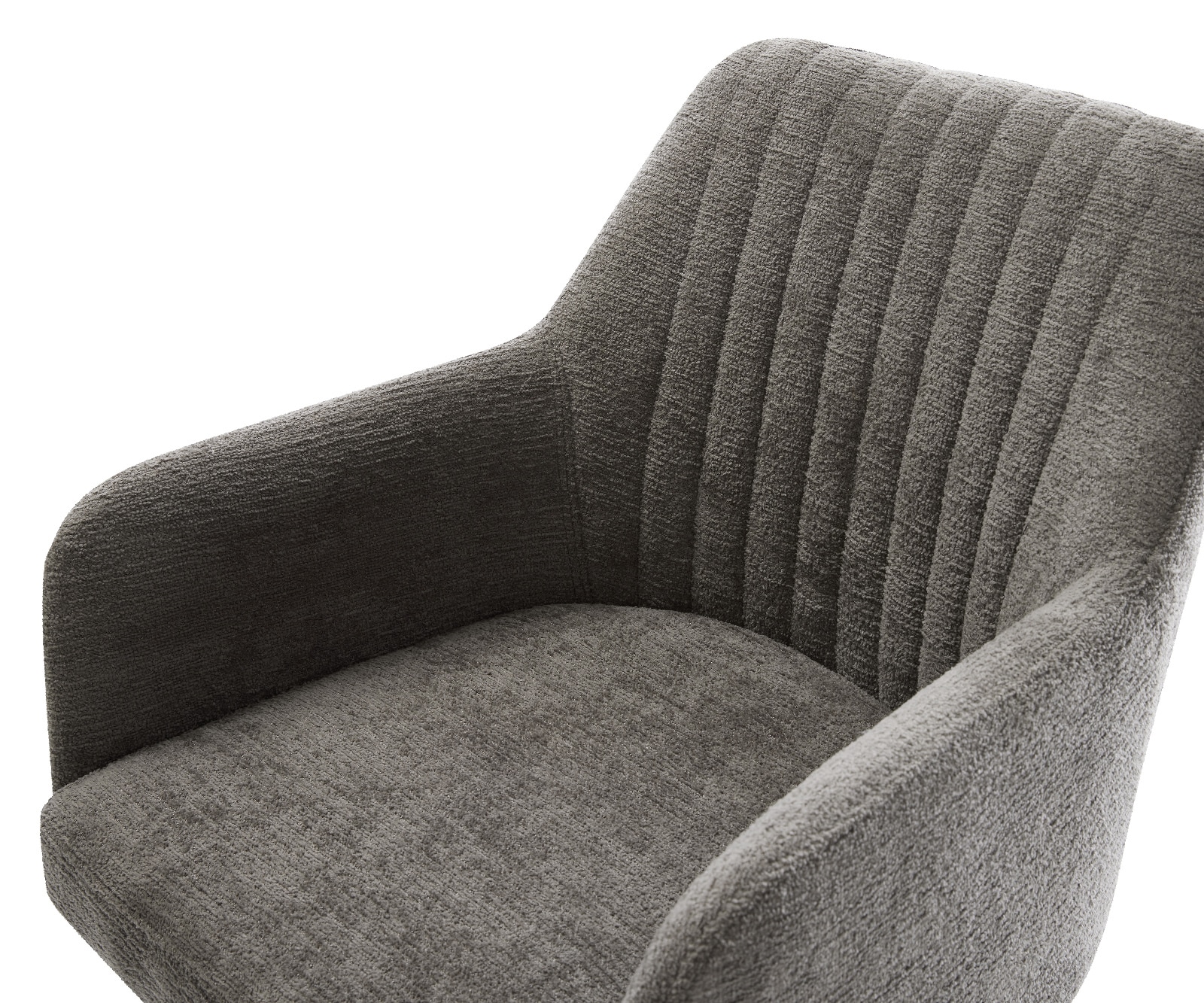 Drehstuhl Greg-Flex Bouclé Soft Schlamm Kreuzgestell breit Edelstahl 360° drehbar Wippfunktion Taschenfederkern 4