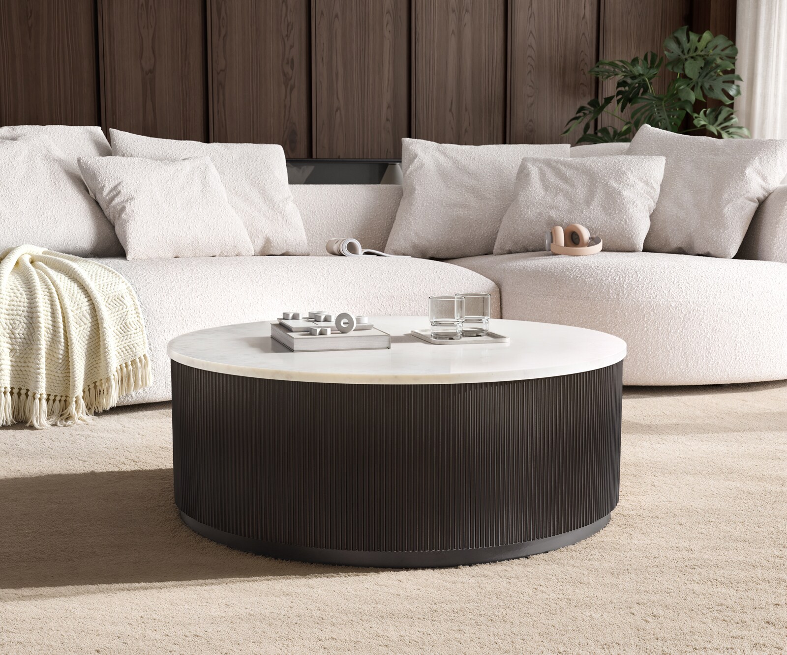 Couchtisch Fiorano 90x90 cm Marmor Weiß Metall Black Antique 3