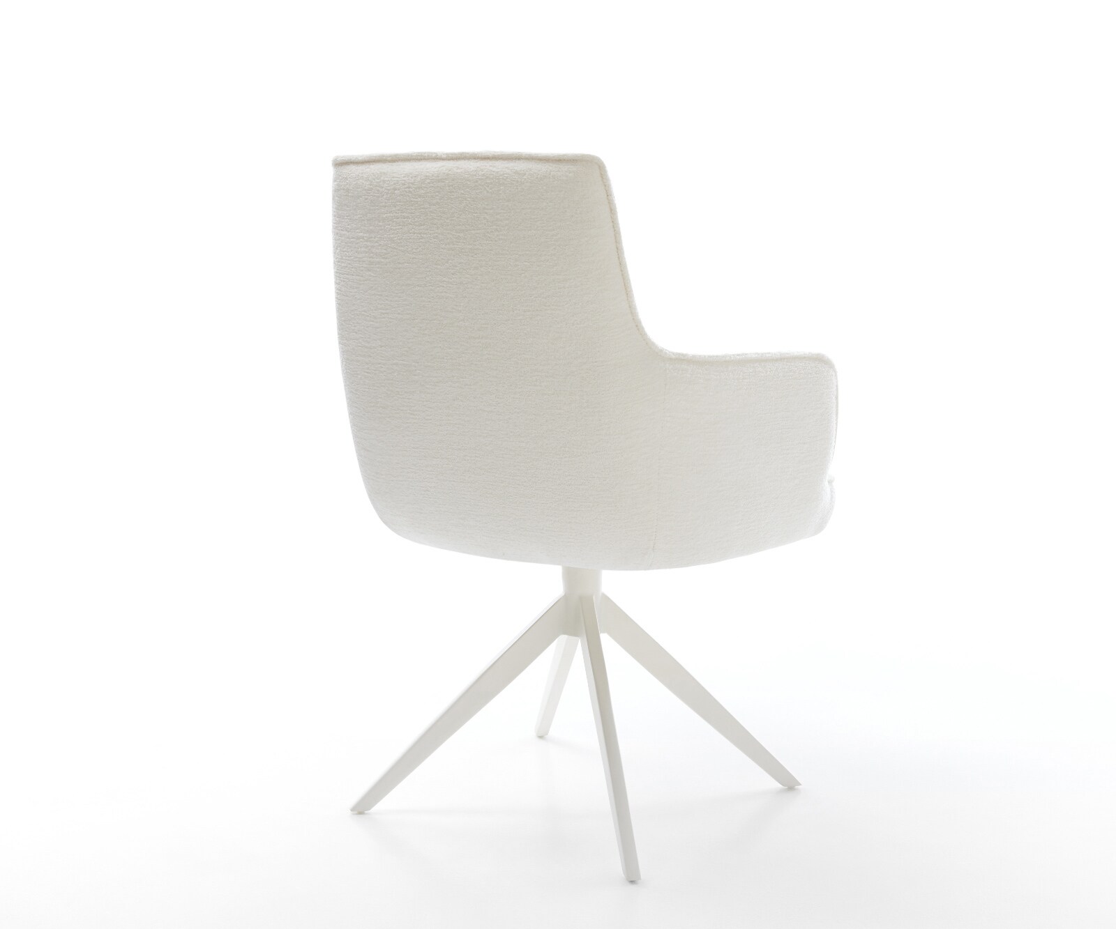 Drehstuhl Heira-Flex mit Armlehnen Bouclé Soft Beige Kreuzgestell breit Weiß 360° drehbar Wippfunktion Taschenfederkern 5