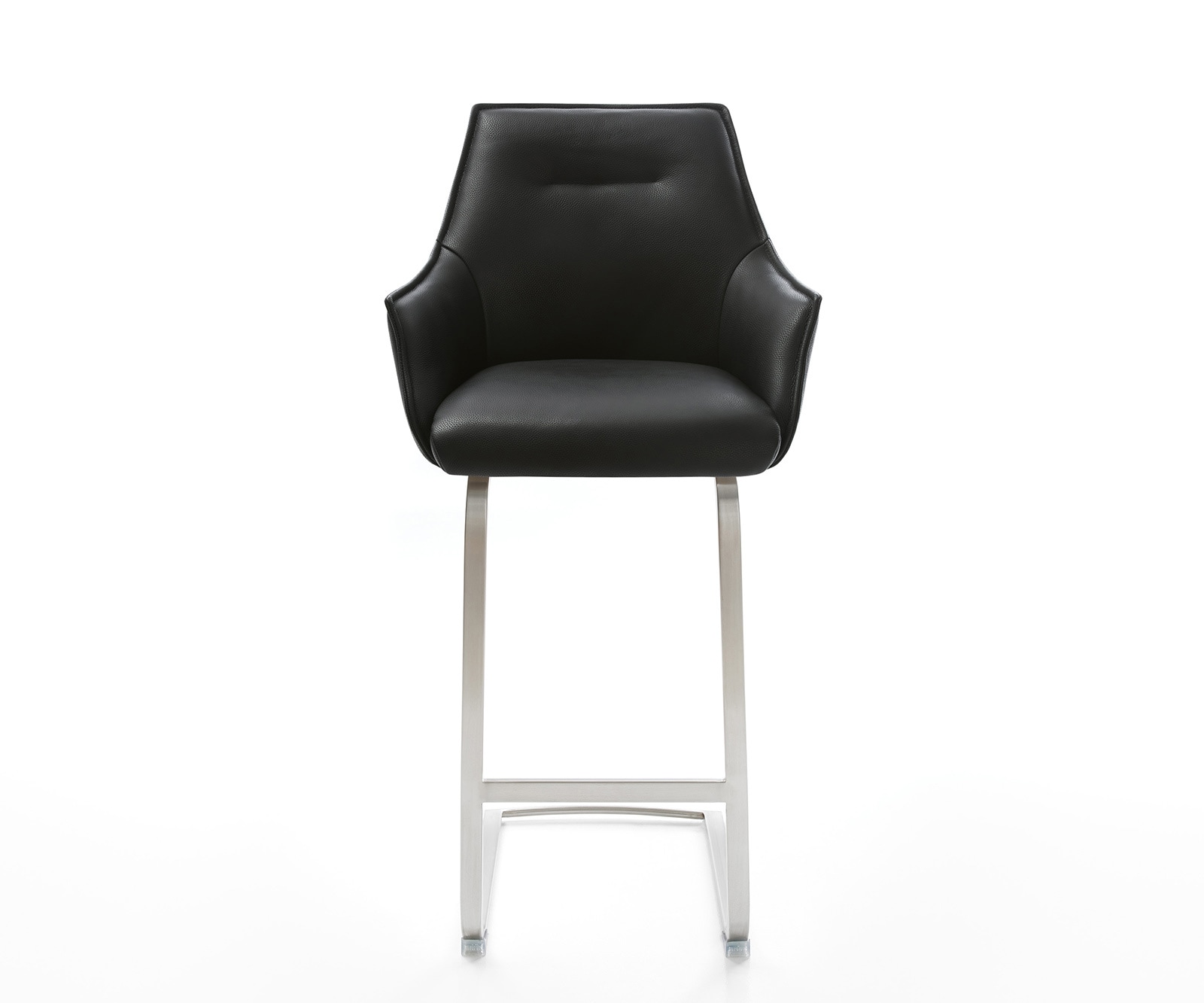 Barstuhl Alja-Flex Echt-Leder Schwarz Freischwinger flach Edelstahl Taschenfederkern 1 Barstuhl Alja-Flex Echt-Leder Schwarz Freischwinger flach Edelstahl Taschenfederkern 1