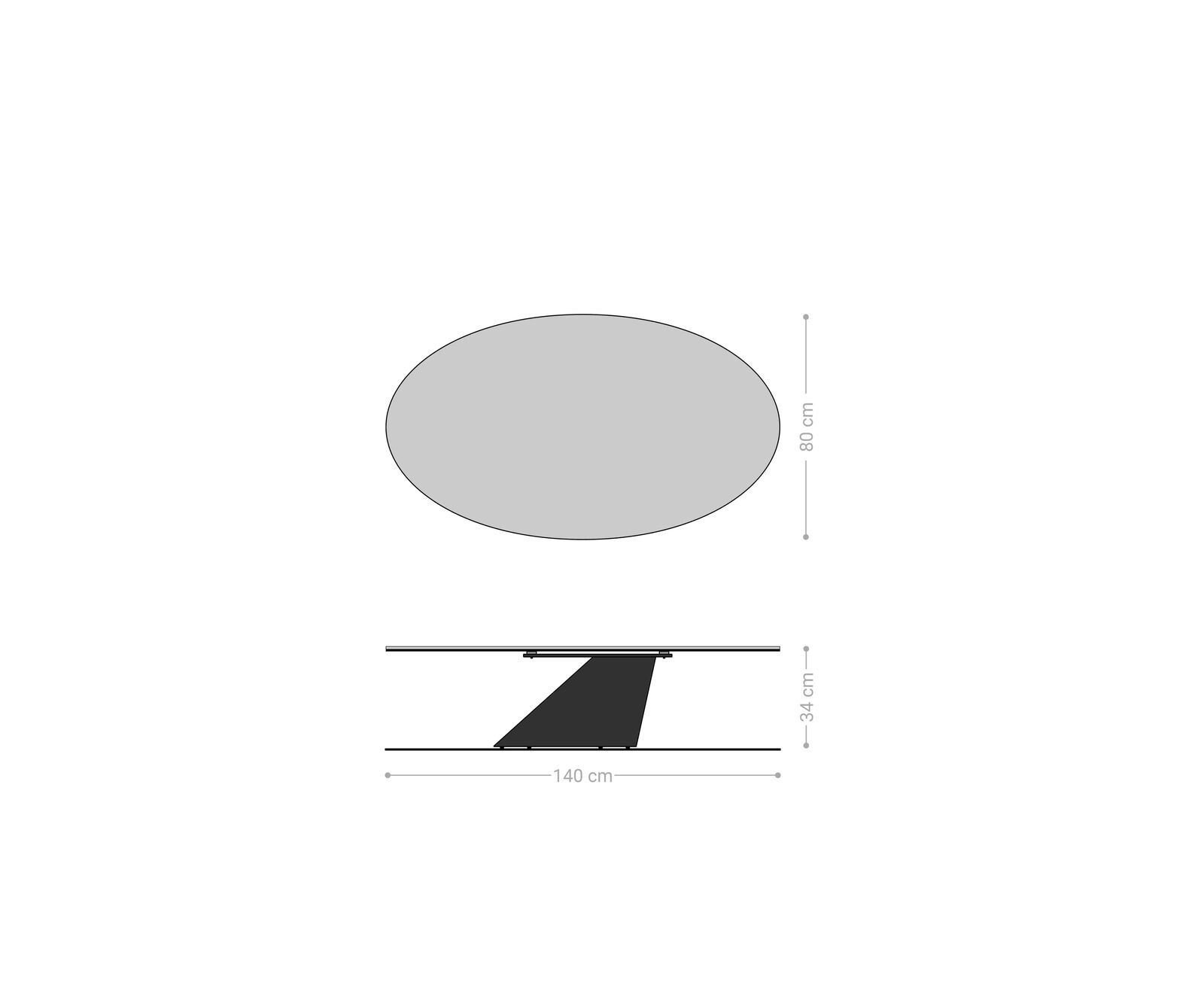 Couchtisch Edge Oval 140x80 cm Keramik Beton Grau Conis Edelstahl gebürstet 5