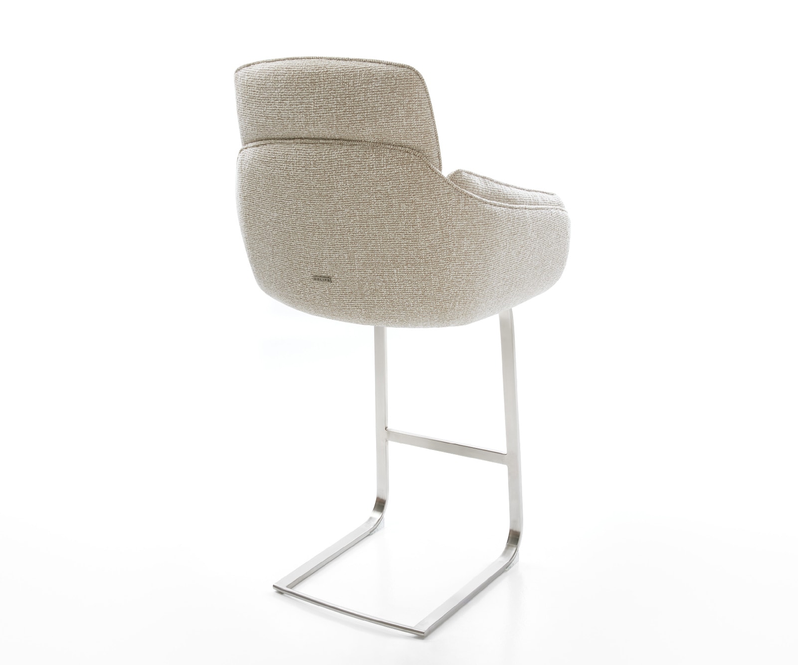 Barstuhl Luan-Flex Webstoff Soft Beige Freischwinger Flach Edelstahl Silberfarben 4