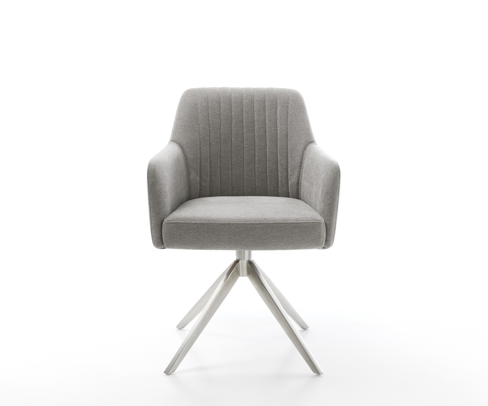 Drehstuhl Greg-Flex Strukturstoff Soft Grau Kreuzgestell breit Edelstahl 360° drehbar Wippfunktion Taschenfederkern 2