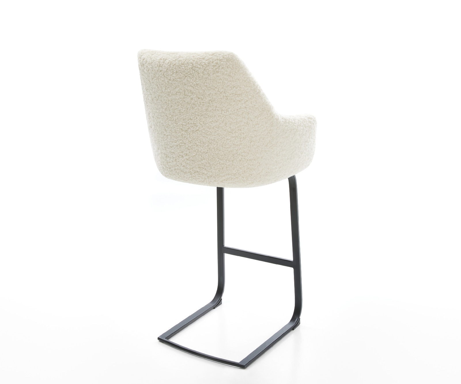 Barstuhl Alja-Flex Teddystoff Beige Freischwinger Flach Metall Schwarz Taschenfederkern 5