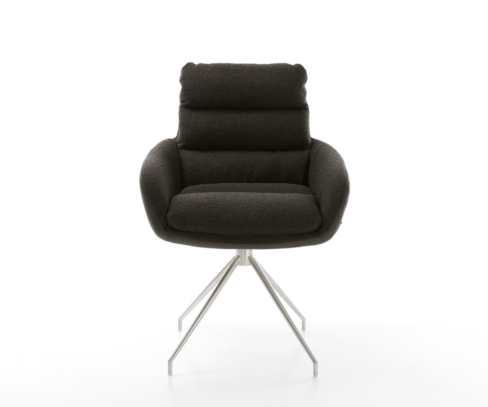 Drehstuhl Abelia-Flex mit Armlehnen Materialmix Schwarz Kreuzgestell konisch Edelstahl 180° drehbar 1 Drehstuhl Abelia-Flex mit Armlehnen Materialmix Schwarz Kreuzgestell konisch Edelstahl 180° drehbar 1