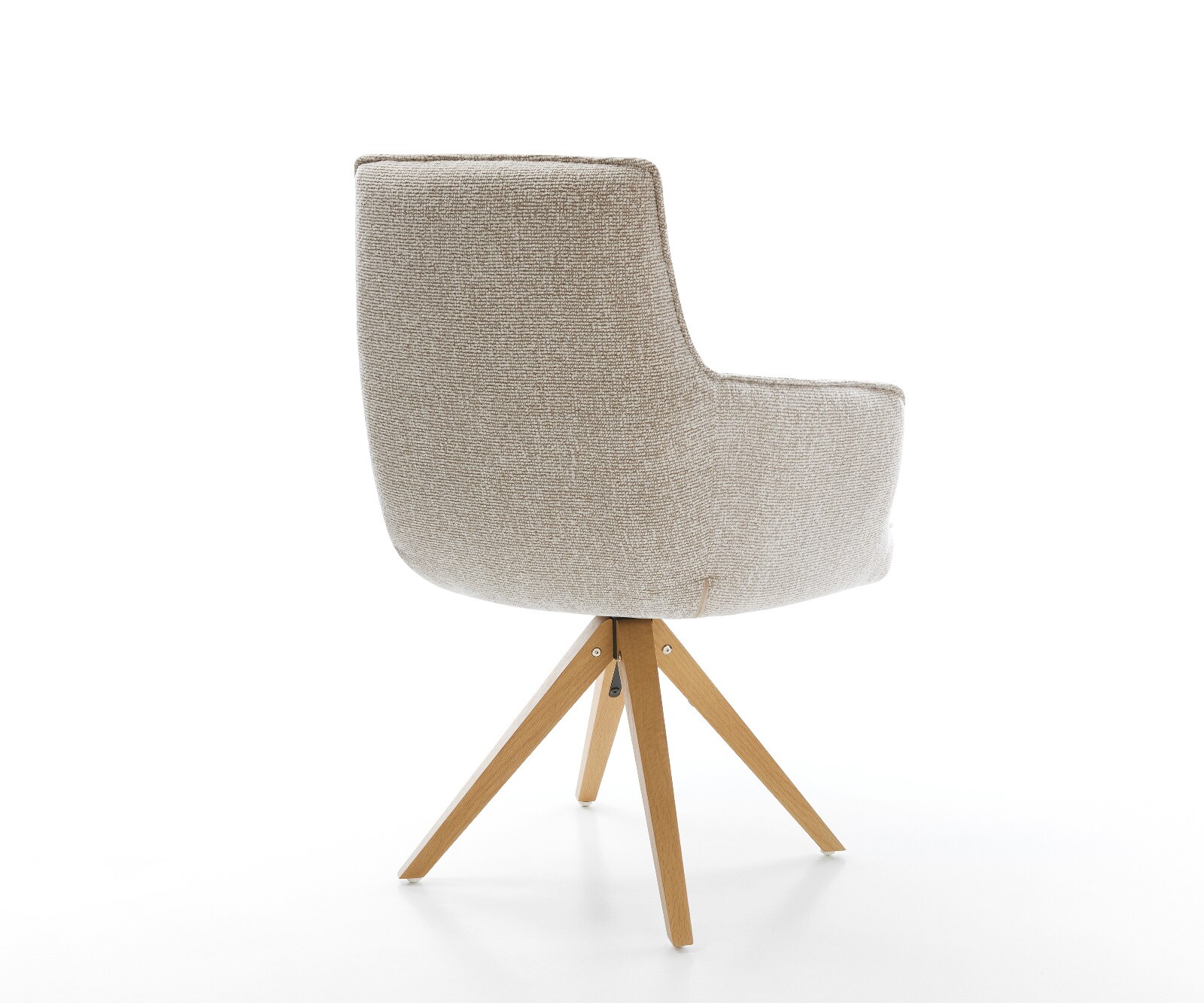 Drehstuhl Heira-Flex mit Armlehnen Webstoff Soft Beige Holzgestell kantig Natur 180° drehbar Taschenfederkern 5