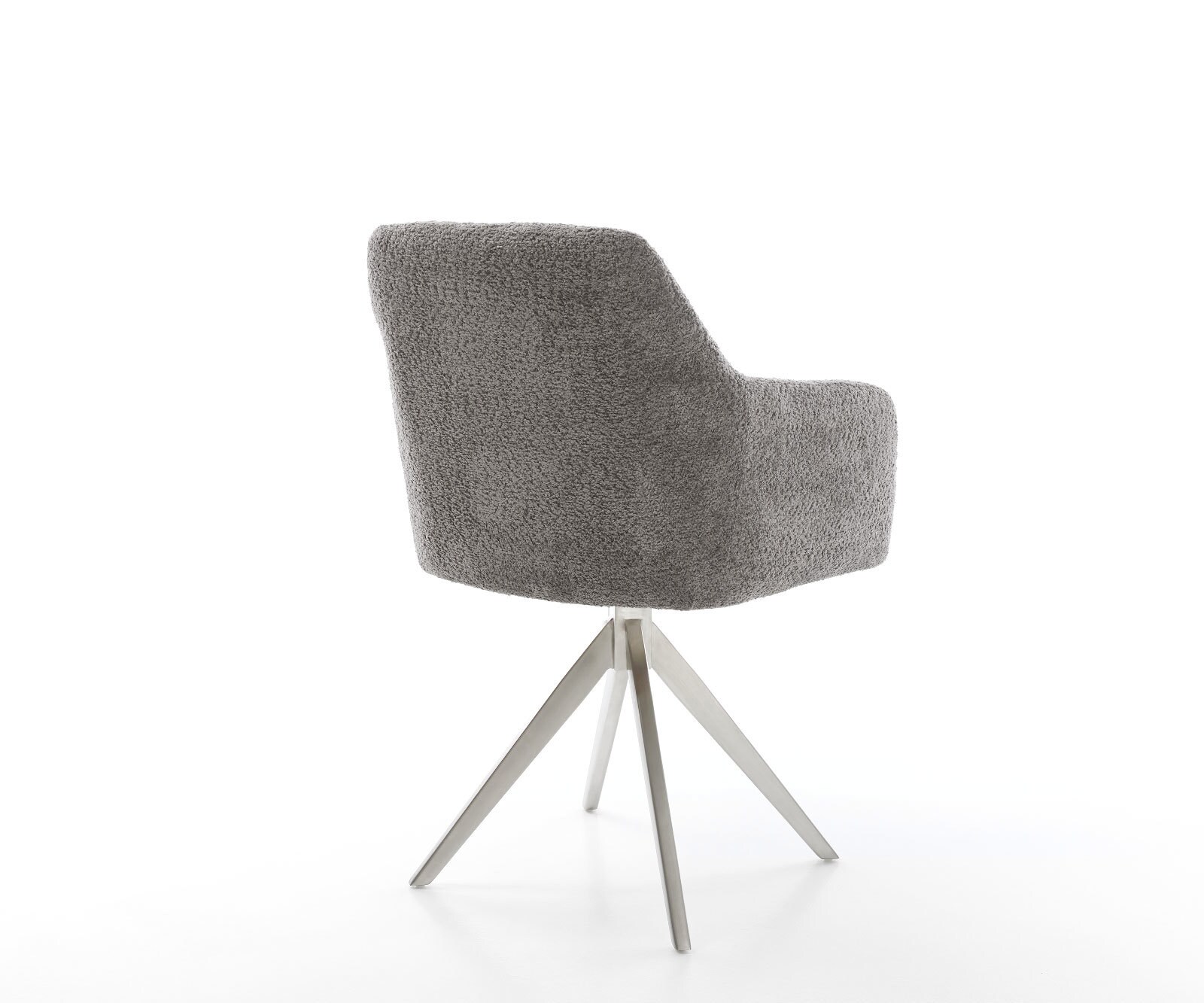 Esszimmerstuhl Greg-Flex Bouclé Grau Kreuzgestell kantig Edelstahl Taschenfederkern 5