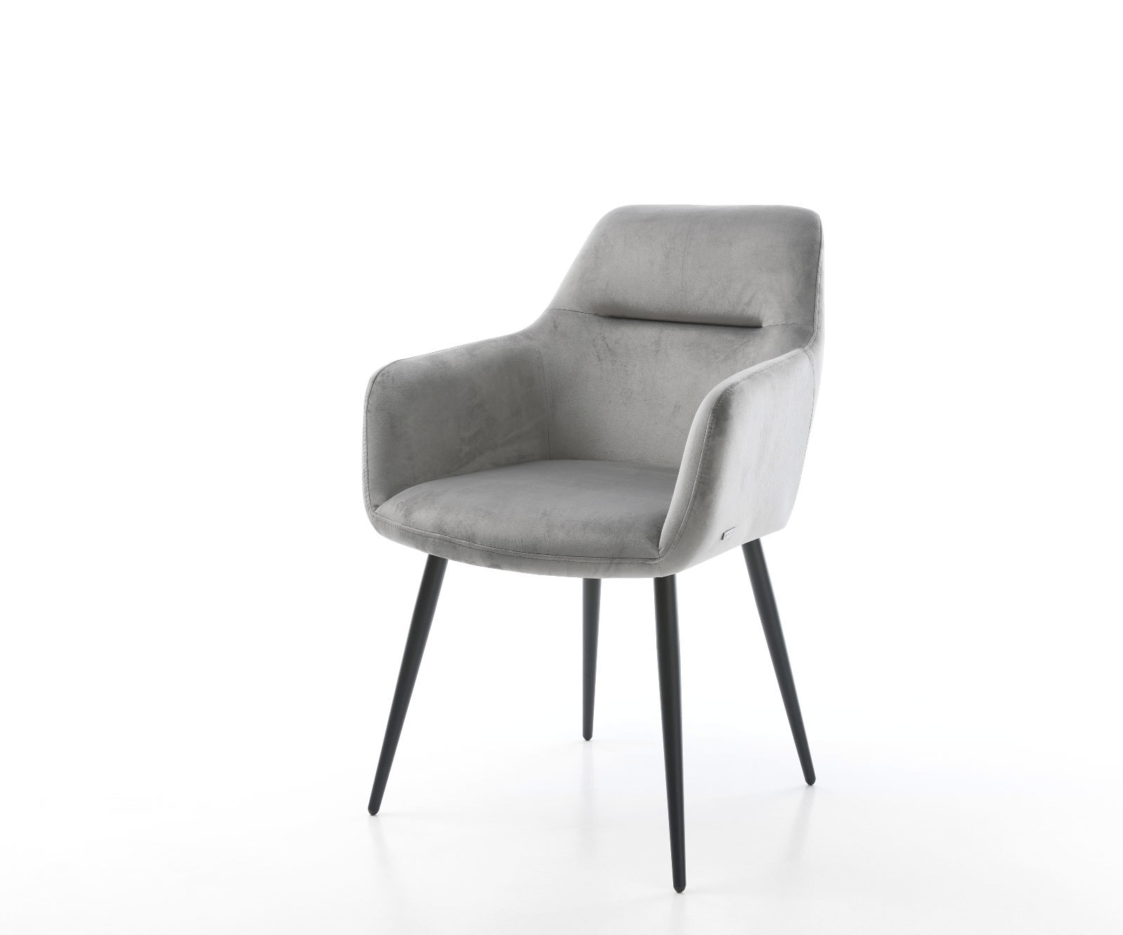 Esszimmerstuhl Pejo-Flex Samt Grau 4-Fuß konisch Schwarz Taschenfederkern 1