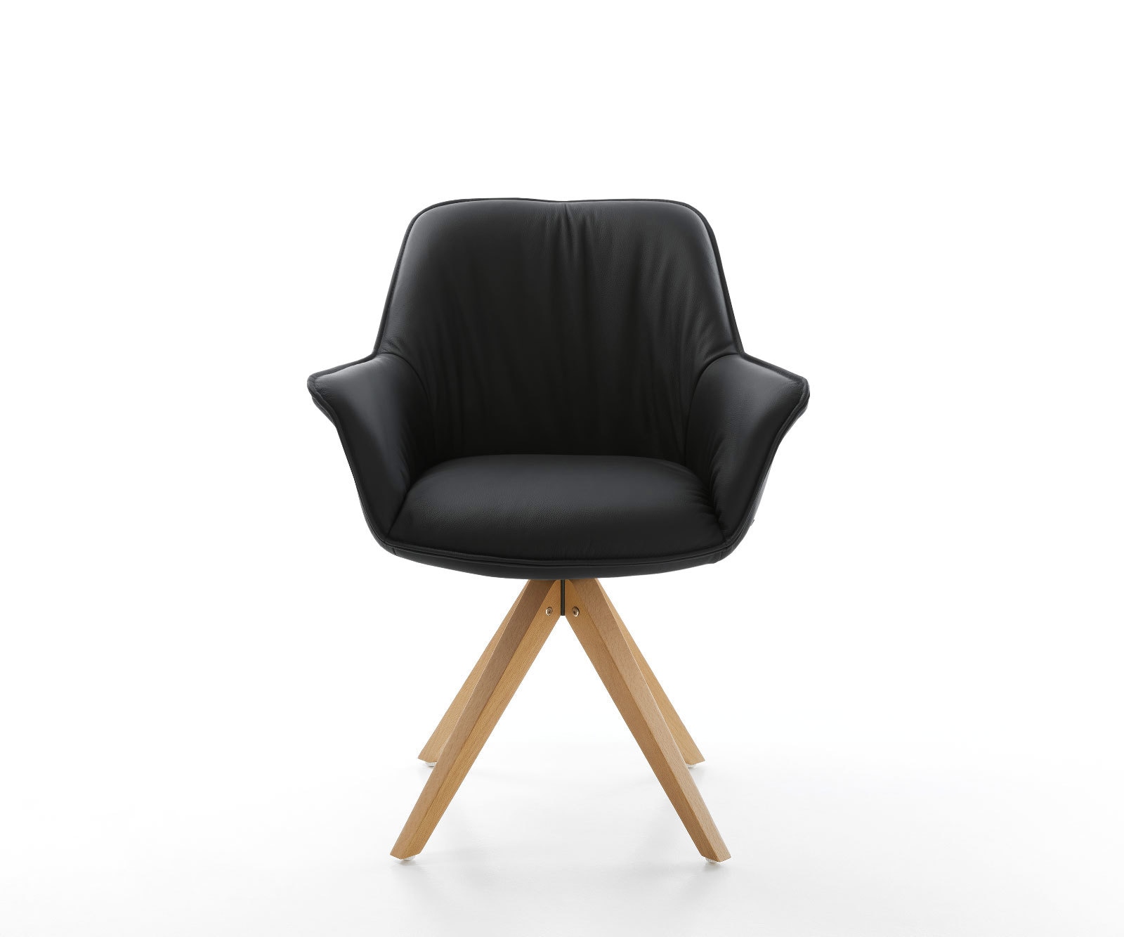 Esszimmerstuhl Keila-Flex mit Armlehnen Echt-Leder Schwarz Holzgestell kantig Natur 2 Esszimmerstuhl Keila-Flex mit Armlehnen Echt-Leder Schwarz Holzgestell kantig Natur 2