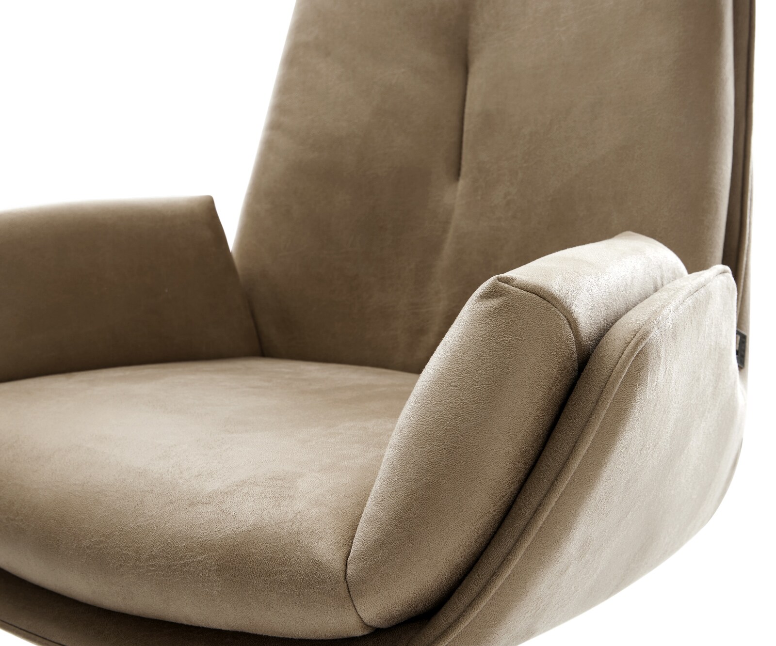 Drehstuhl Clea-Flex Mikrofaser Beige Vintage Kreuzgestell breit Schwarz 360° drehbar Wippfunktion 3