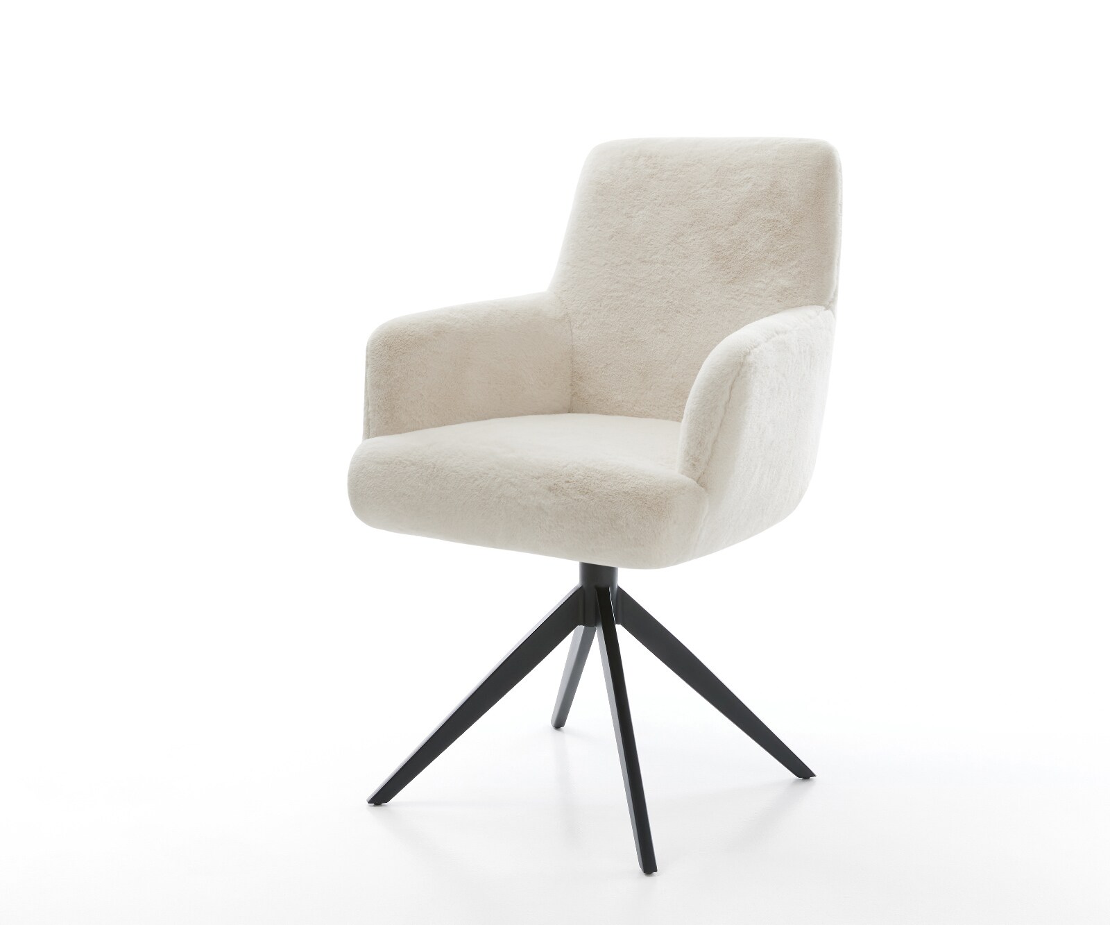 Drehstuhl Heira-Flex mit Armlehnen Plüsch Creme-Weiß Kreuzgestell breit Sch günstig online kaufen