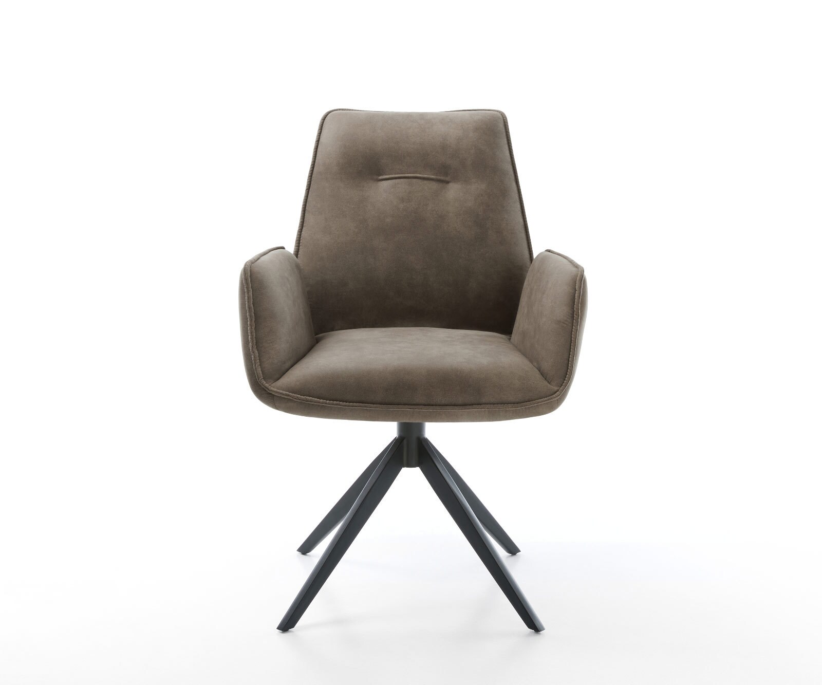 Drehstuhl Zoa-Flex Mikrofaser Taupe Vintage Kreuzgestell breit Schwarz 360° drehbar Wippfunktion Taschenfederkern 1