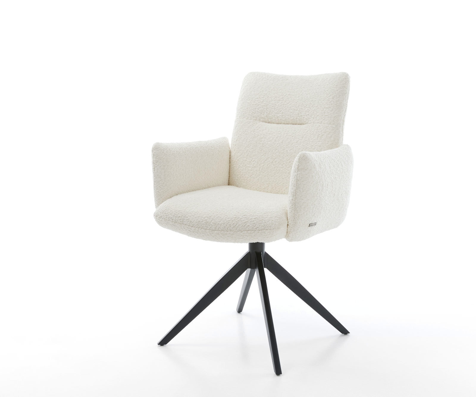 Drehstuhl Jova-Flex mit Armlehnen Bouclé Weiß Kreuzgestell breit Schwarz 36 günstig online kaufen