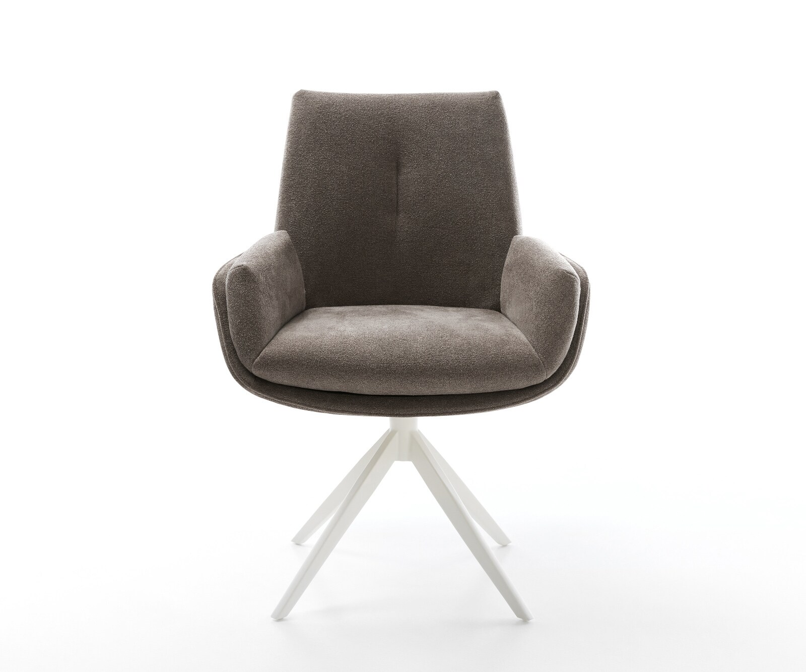 Drehstuhl Clea-Flex Strukturstoff Soft Taupe Kreuzgestell breit Weiß 360° drehbar Wippfunktion 2