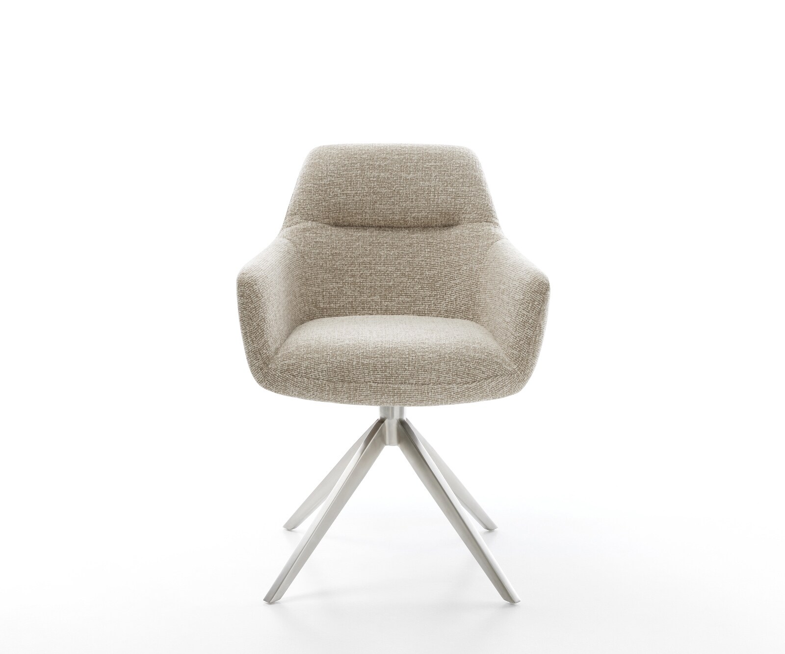 Drehstuhl Pejo-Flex Webstoff Soft Beige Kreuzgestell breit Edelstahl 360° drehbar Wippfunktion Taschenfederkern 1