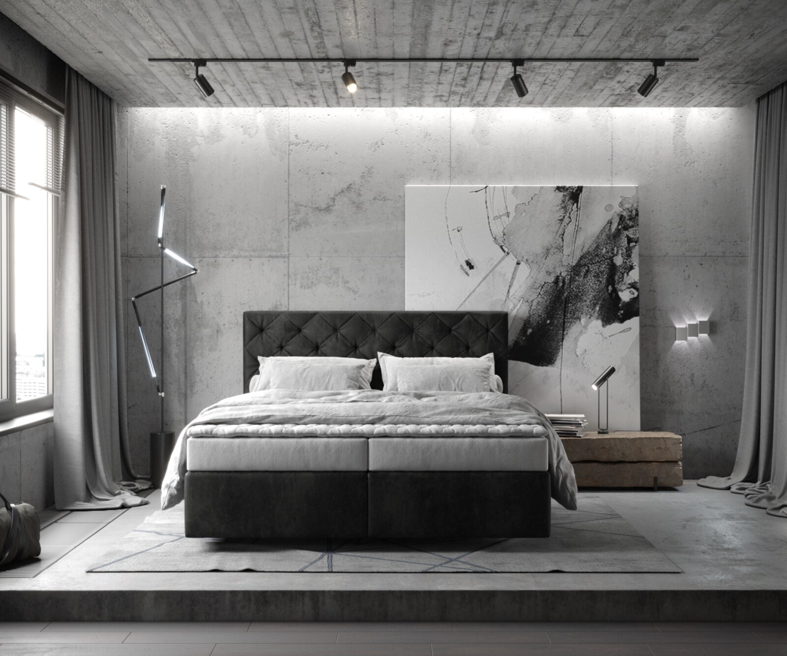 Boxspringbett Dream-Great 160x200 cm Mikrofaser Anthrazit Vintage mit Matratze und Topper 1