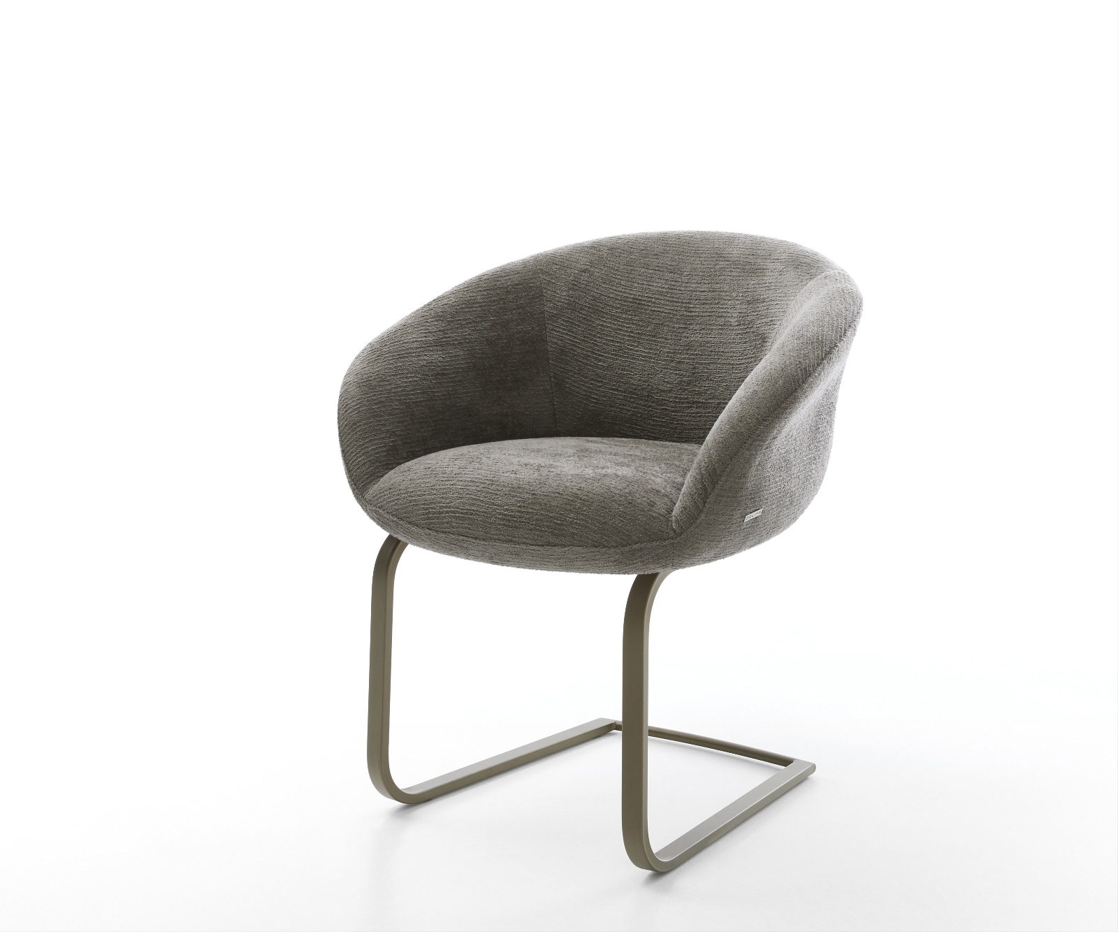 Freischwinger Vinka-Flex mit Armlehnen Bouclé Soft Schlamm Freischwinger flach Effektfinish Titan Taschenfederkern
