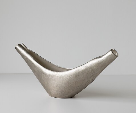 Schale Navira B77 x T17 x H31 cm Aluminium Platin Opal Handgemacht