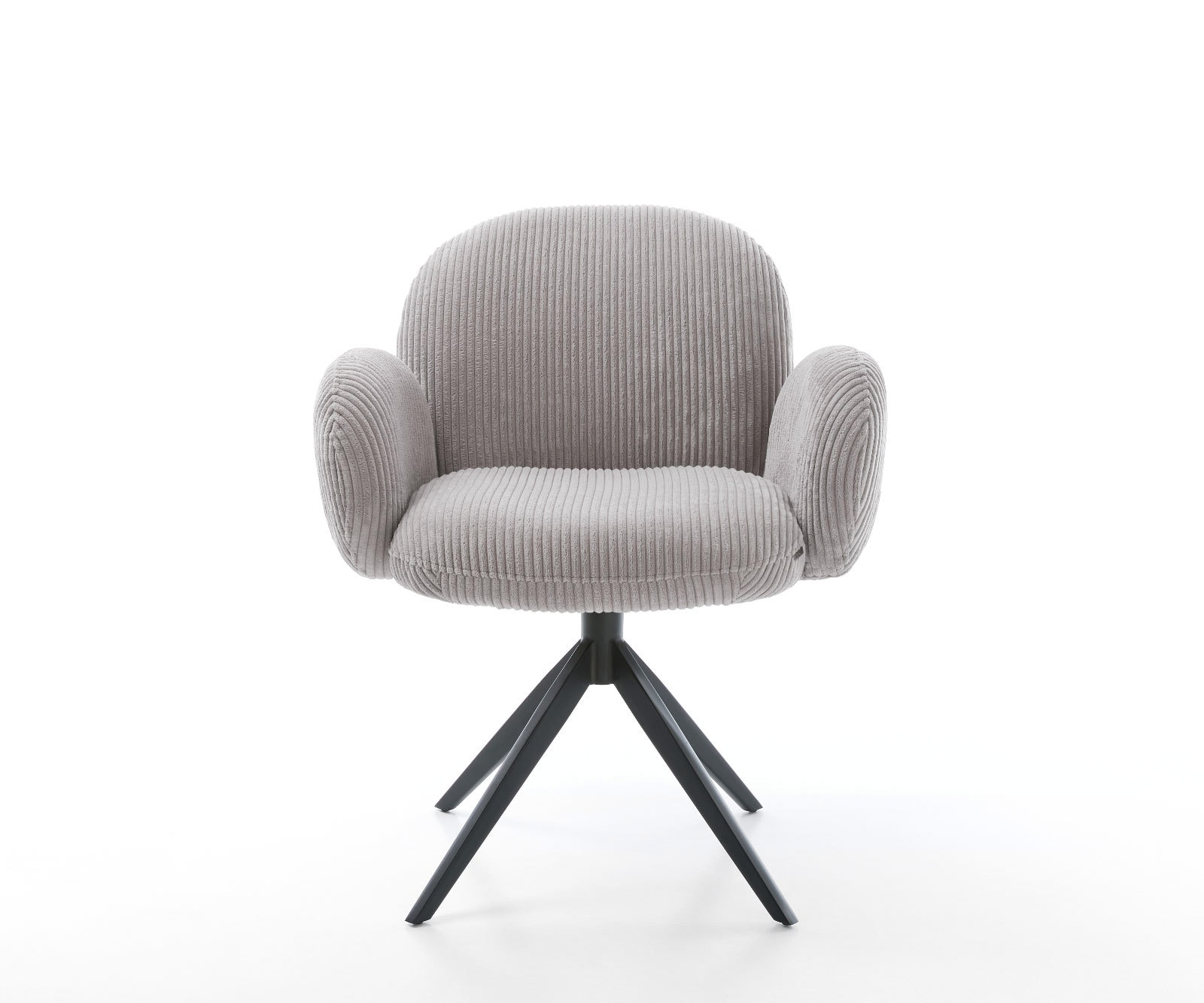 Drehstuhl Nube-Flex mit Armlehnen Cord Silbergrau Kreuzgestell breit Schwarz 360° drehbar Taschenfederkern 2
