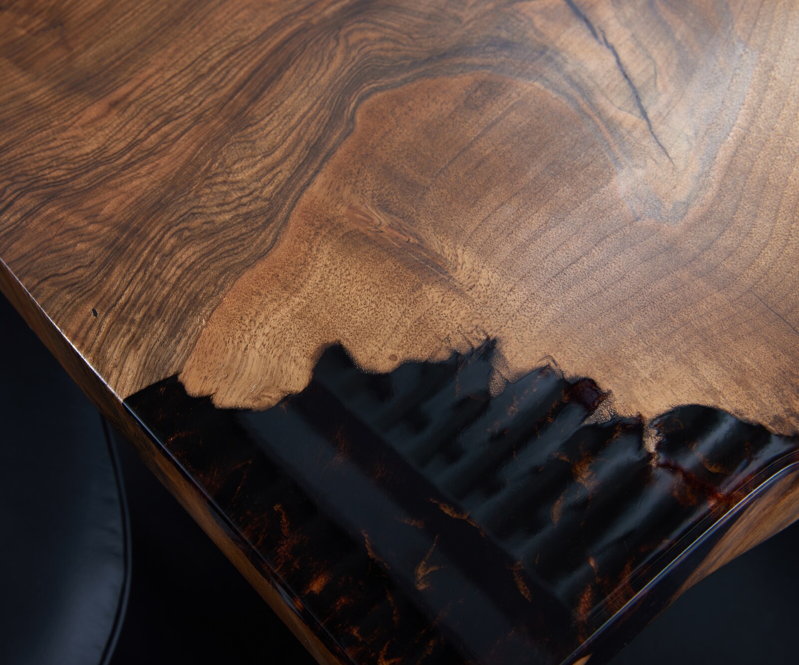 Tischplatte Nussbaum Natur 140 cm Epoxid Transparent Unikat Nr. 34695 6