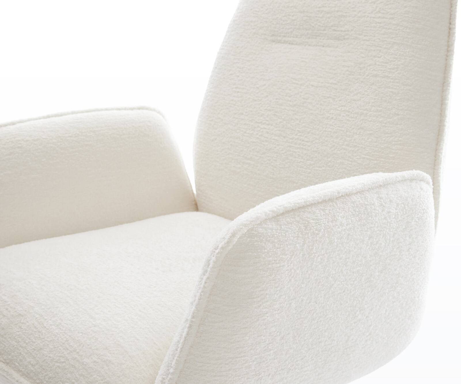 Drehstuhl Zoa-Flex Bouclé Soft Beige Fußkreuz Edelstahl 360° drehbar Wippfunktion Taschenfederkern 4