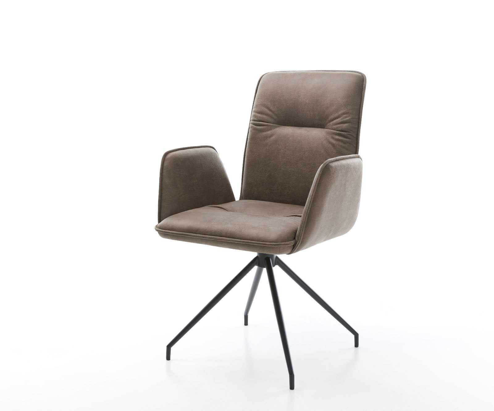 Drehstuhl Vinja-Flex Taupe Vintage Kreuzgestell konisch Schwarz 180° drehbar