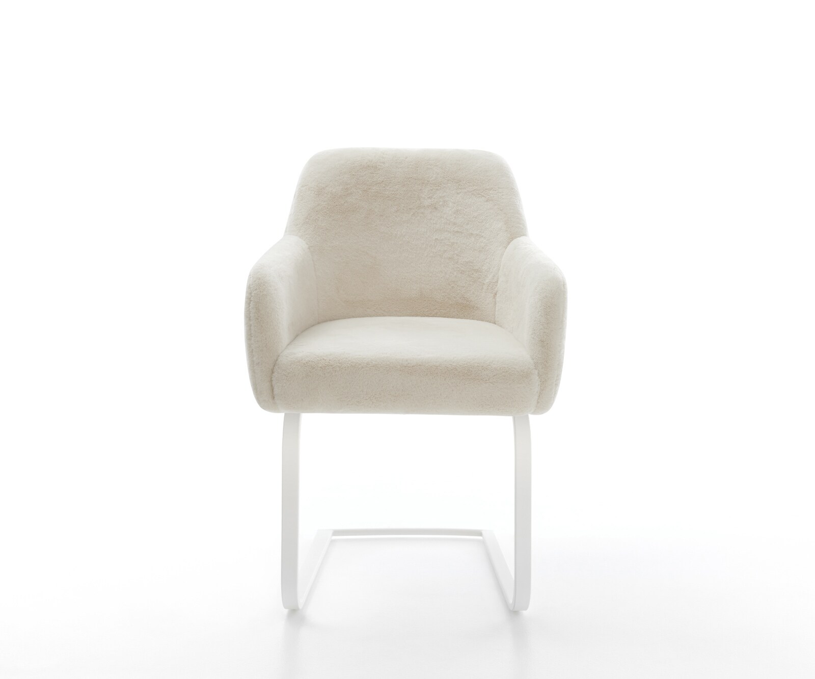 Freischwinger Greg-Flex Plüsch Creme-Weiß Freischwinger flach Weiß Taschenfederkern 2