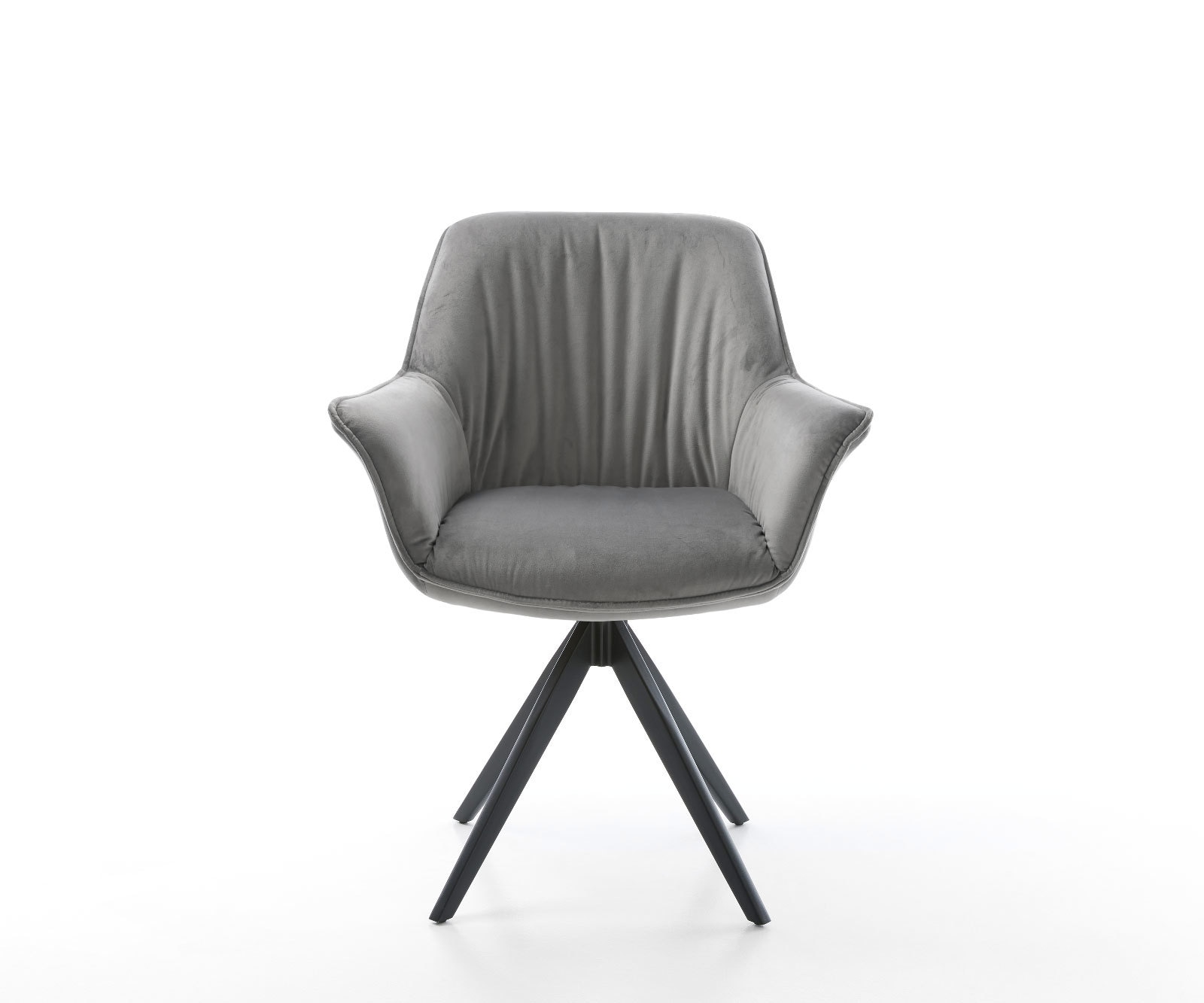 Esszimmerstuhl Keila-Flex mit Armlehnen Samt Grau Kreuzgestell kantig Schwarz 2 Esszimmerstuhl Keila-Flex mit Armlehnen Samt Grau Kreuzgestell kantig Schwarz 2