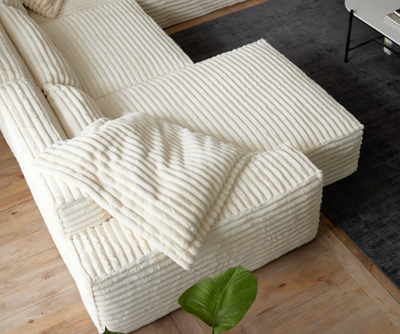 Wohnlandschaft Sirpio XL 360x260 cm Plüschcord Beige Recamiere variabel 4 Wohnlandschaft Sirpio XL 360x260 cm Plüschcord Beige Recamiere variabel 4