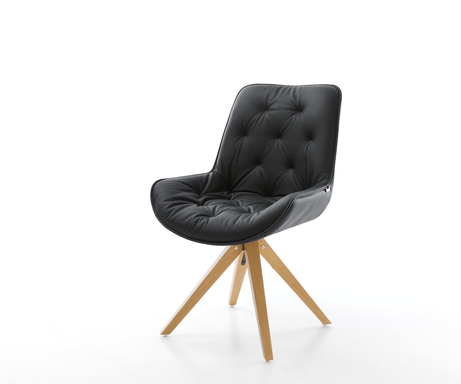 Esszimmerstuhl Taimi-Flex Echt-Leder Schwarz Holzgestell kantig Natur Esszimmerstuhl Taimi-Flex Echt-Leder Schwarz Holzgestell kantig Natur