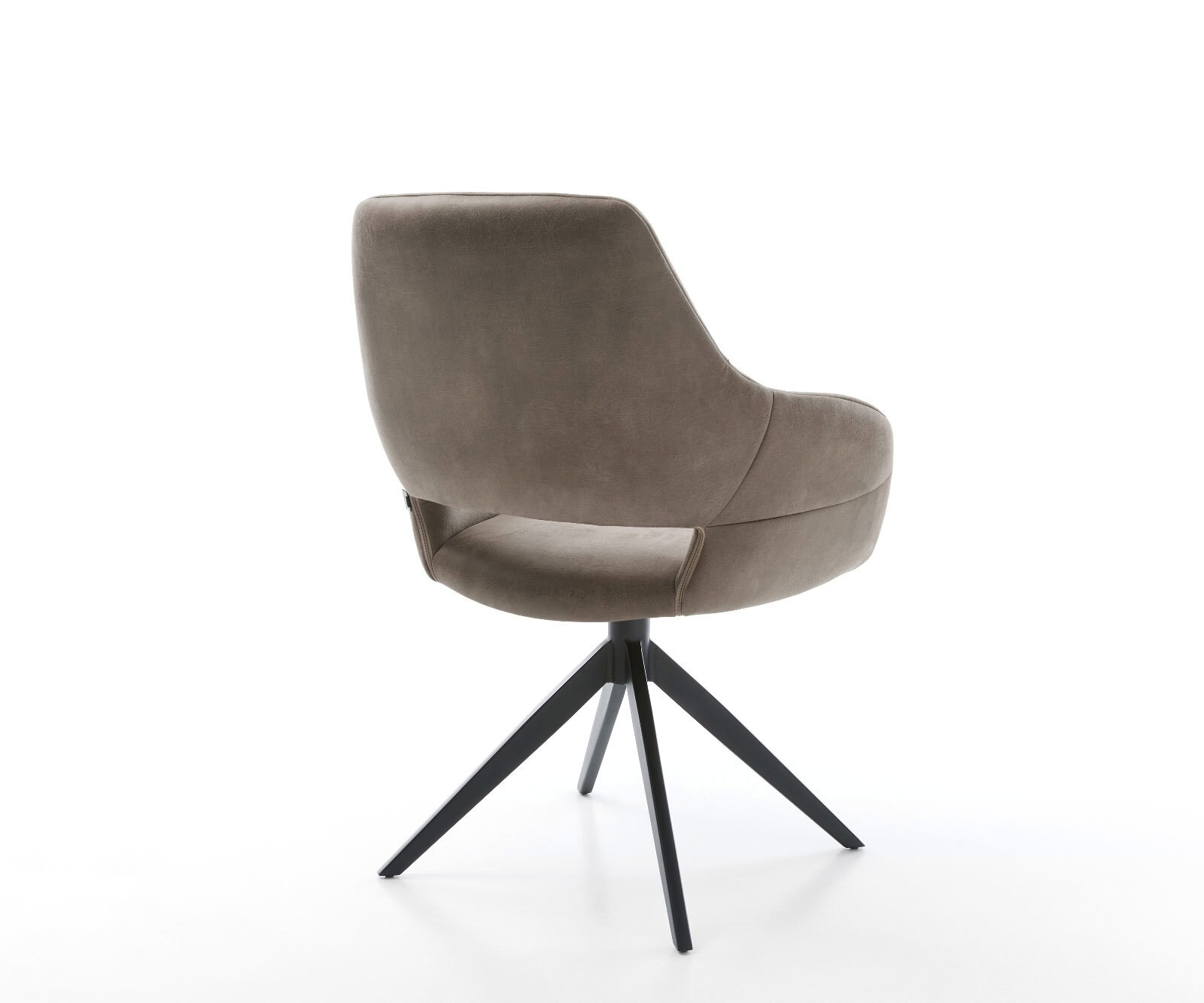 Drehstuhl Yago-Flex mit Armlehnen Mikrofaser Taupe Vintage Kreuzgestell breit Schwarz 360° drehbar Wippfunktion Taschenfederkern 5