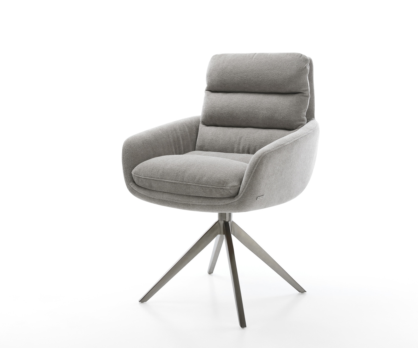 Drehstuhl Abelia-Flex mit Armlehnen Strukturstoff Soft Grau Kreuzgestell breit Graphit 360° drehbar Wippfunktion