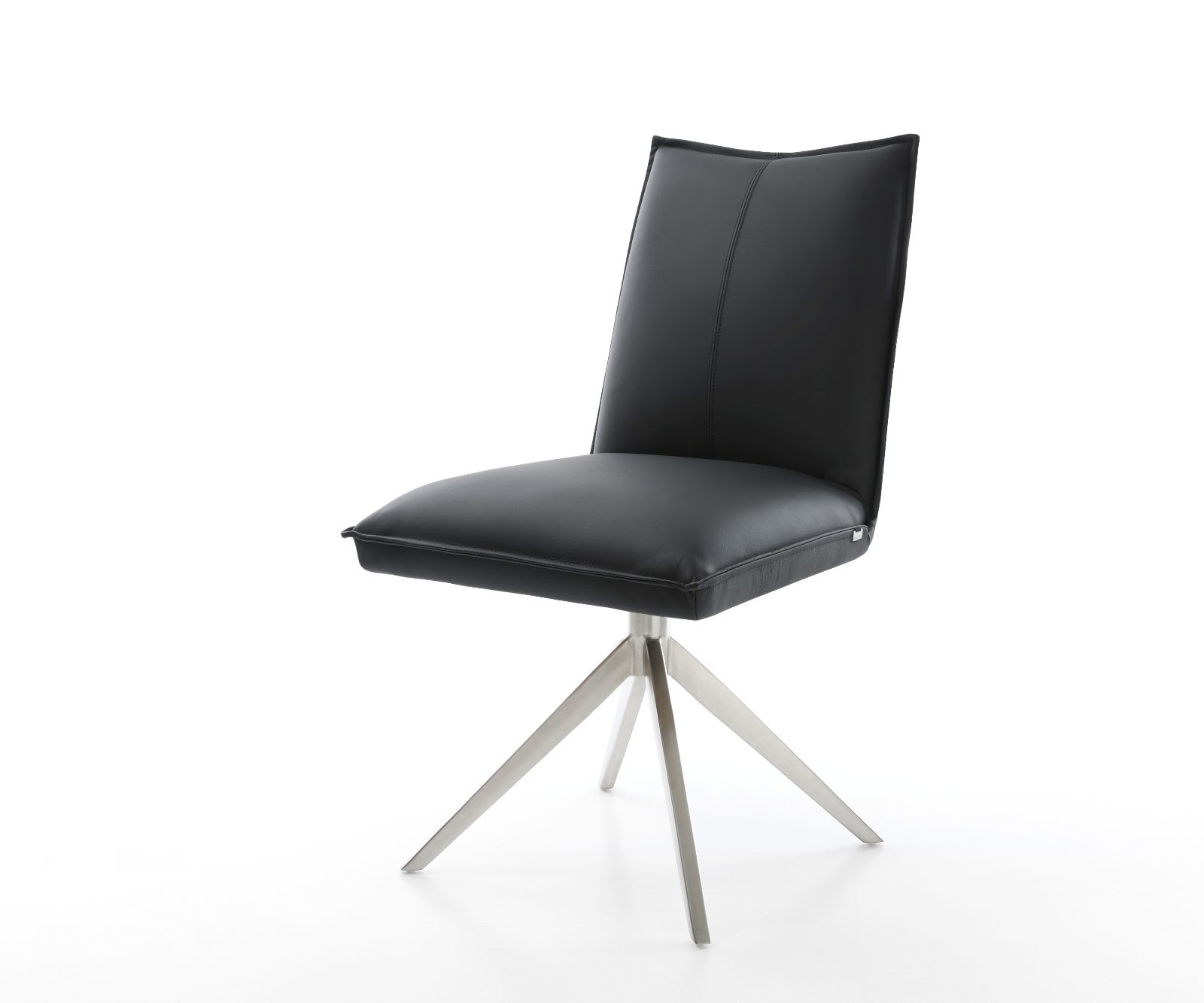 Drehstuhl Lelio-Flex Echt-Leder Schwarz Kreuzgestell breit Edelstahl 360° drehbar Wippfunktion Taschenfederkern Drehstuhl Lelio-Flex Echt-Leder Schwarz Kreuzgestell breit Edelstahl 360° drehbar Wippfunktion Taschenfederkern