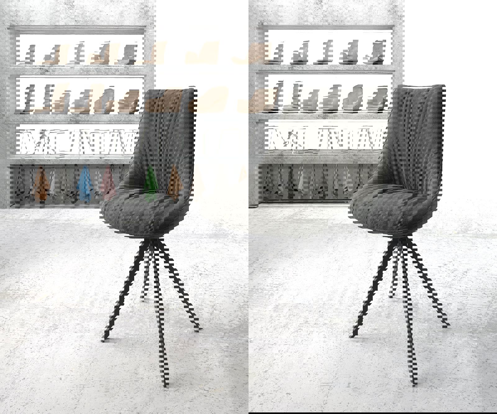 Drehstuhl Elda-Flex Strukturstoff Anthrazit Kreuzgestell kantig Schwarz 180 günstig online kaufen