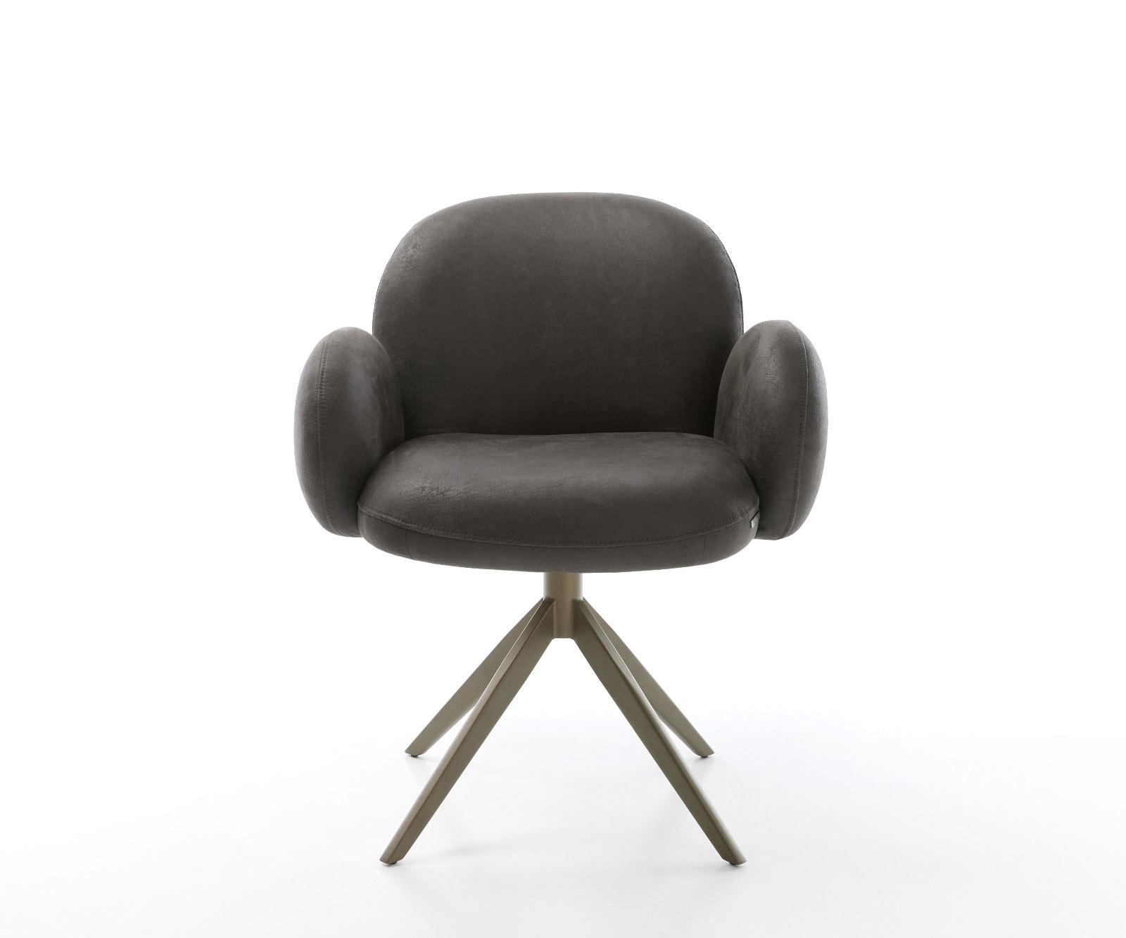 Drehstuhl Nube-Flex mit Armlehnen Mikrofaser Anthrazit Vintage Kreuzgestell breit Effektfinish Titan 360° drehbar Wippfunktion Taschenfederkern 1