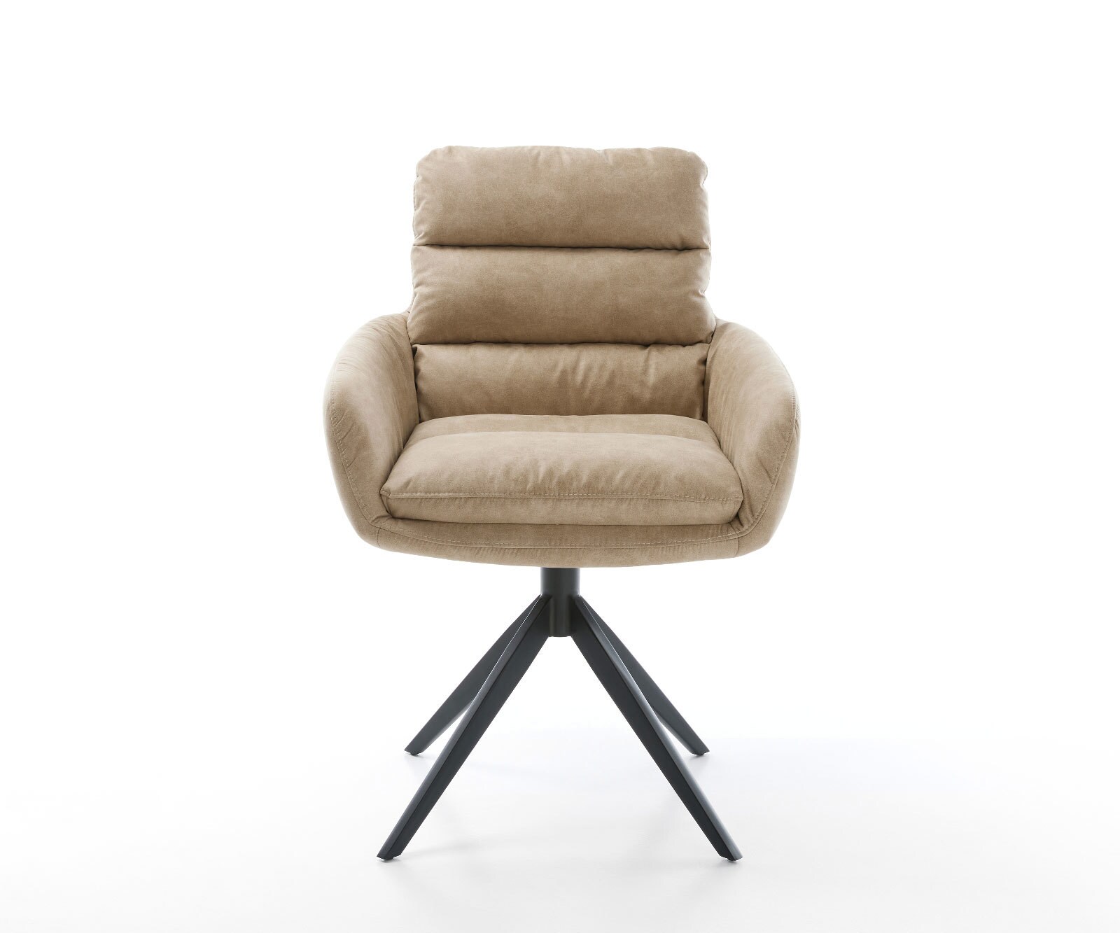 Drehstuhl Abelia-Flex mit Armlehnen Mikrofaser Beige Vintage Kreuzgestell breit Schwarz 360° drehbar Wippfunktion 1