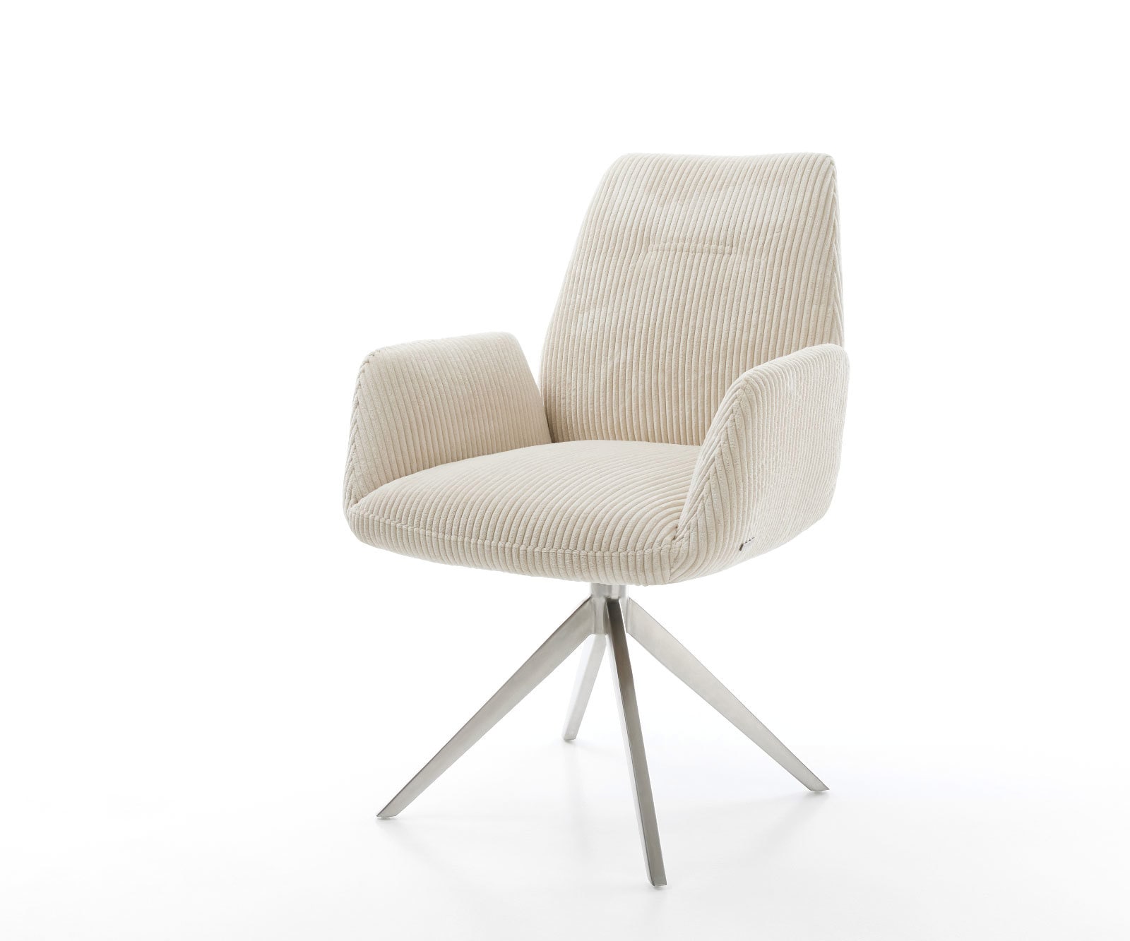 Drehstuhl Zoa-Flex Cord Beige Kreuzgestell breit Edelstahl 360° drehbar Wippfunktion Taschenfederkern