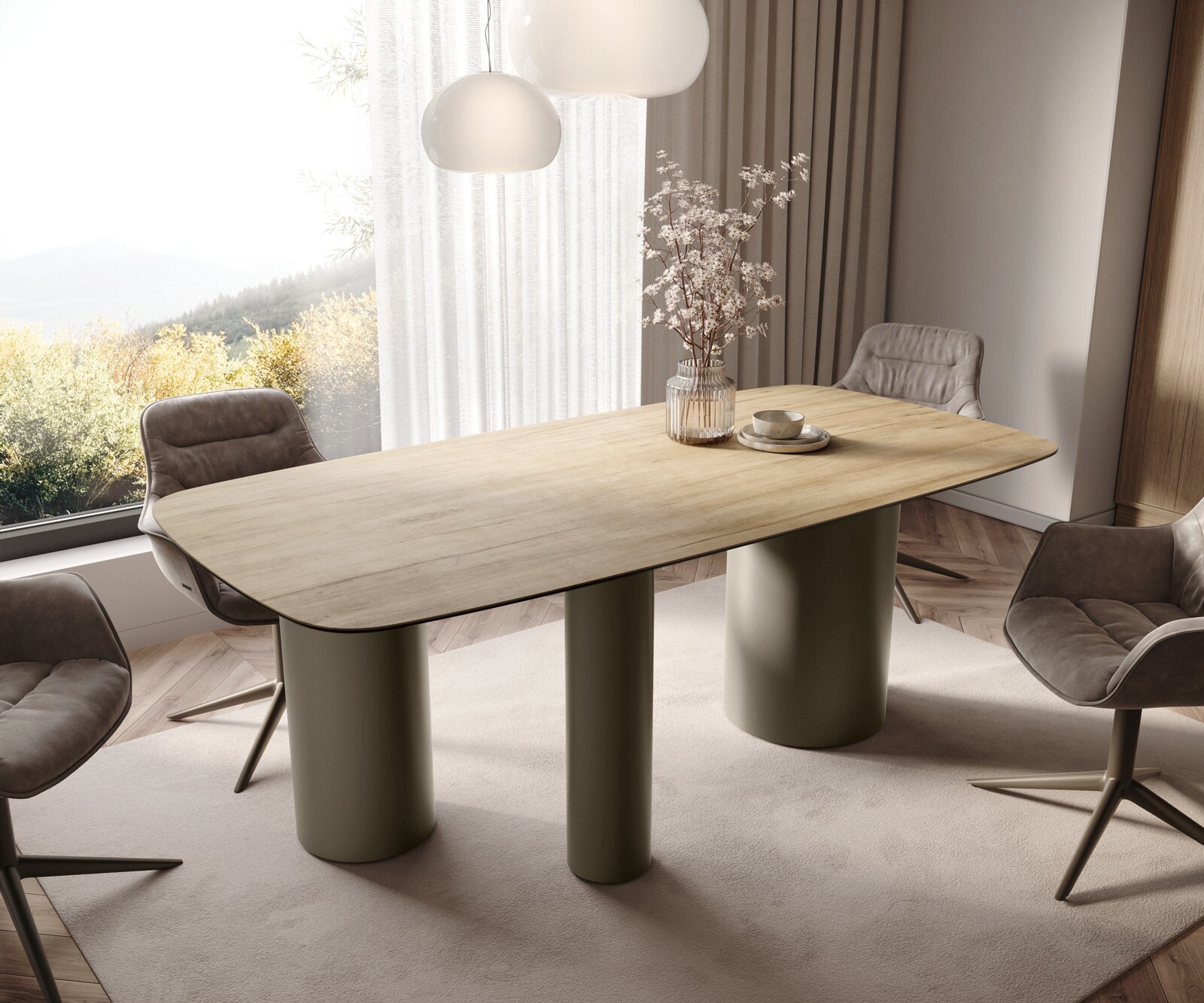 Esstisch Edge Boot 200x100 Keramik Laminam® Sabbia Eichefarbig Troa Metall günstig online kaufen