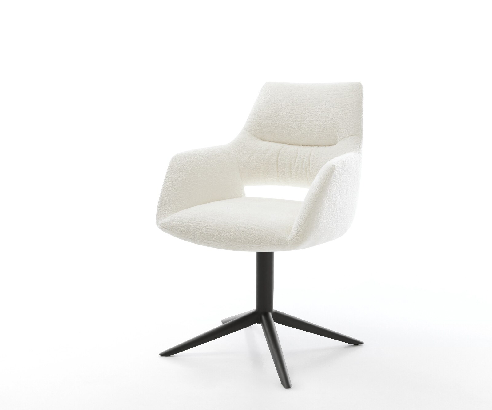 Drehstuhl Yago-Flex mit Armlehnen Bouclé Soft Beige Fußkreuz Schwarz 360° d günstig online kaufen