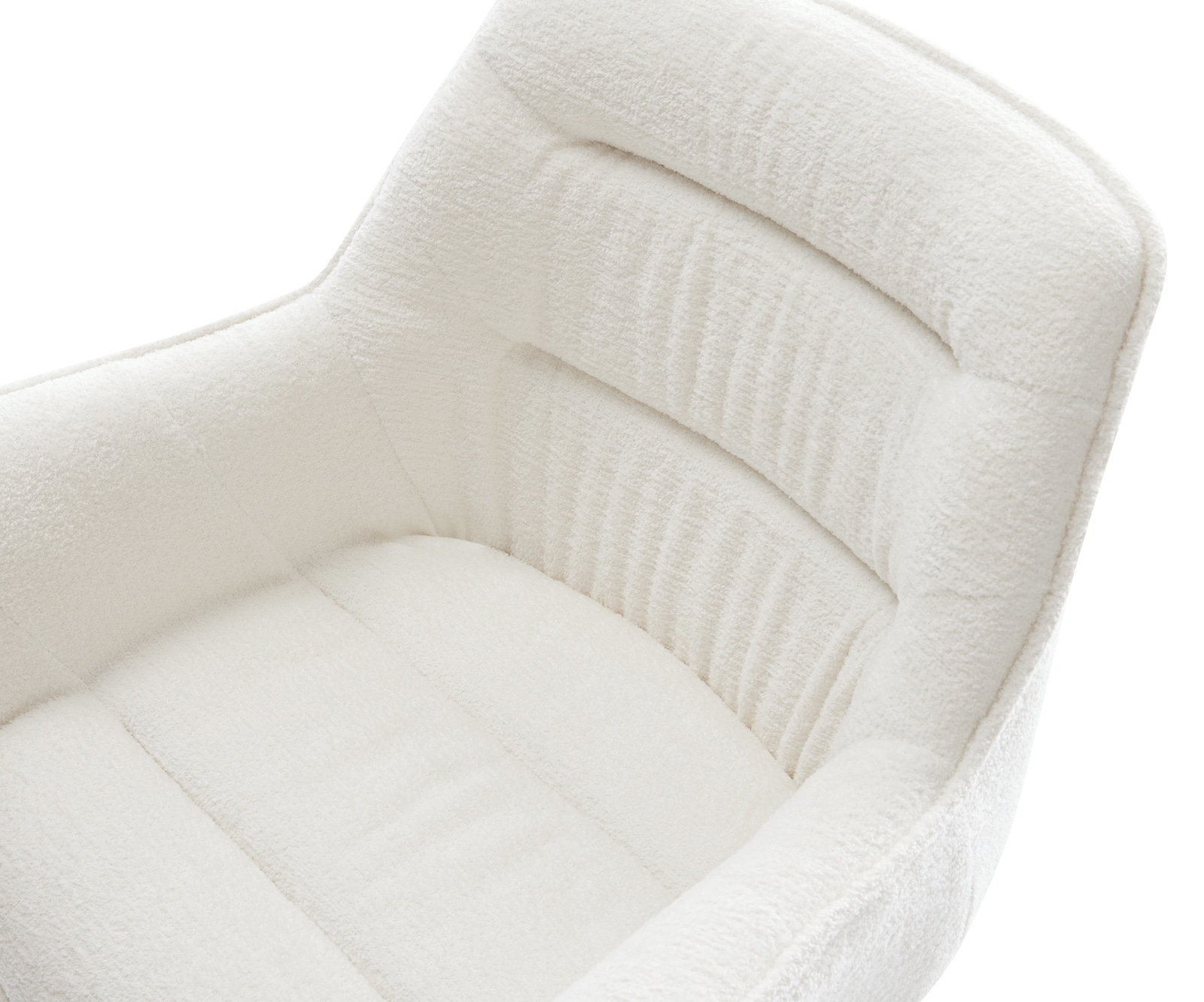 Drehstuhl Kaira-Flex Bouclé Soft Beige Kreuzgestell breit Schwarz 360° drehbar Wippfunktion 4