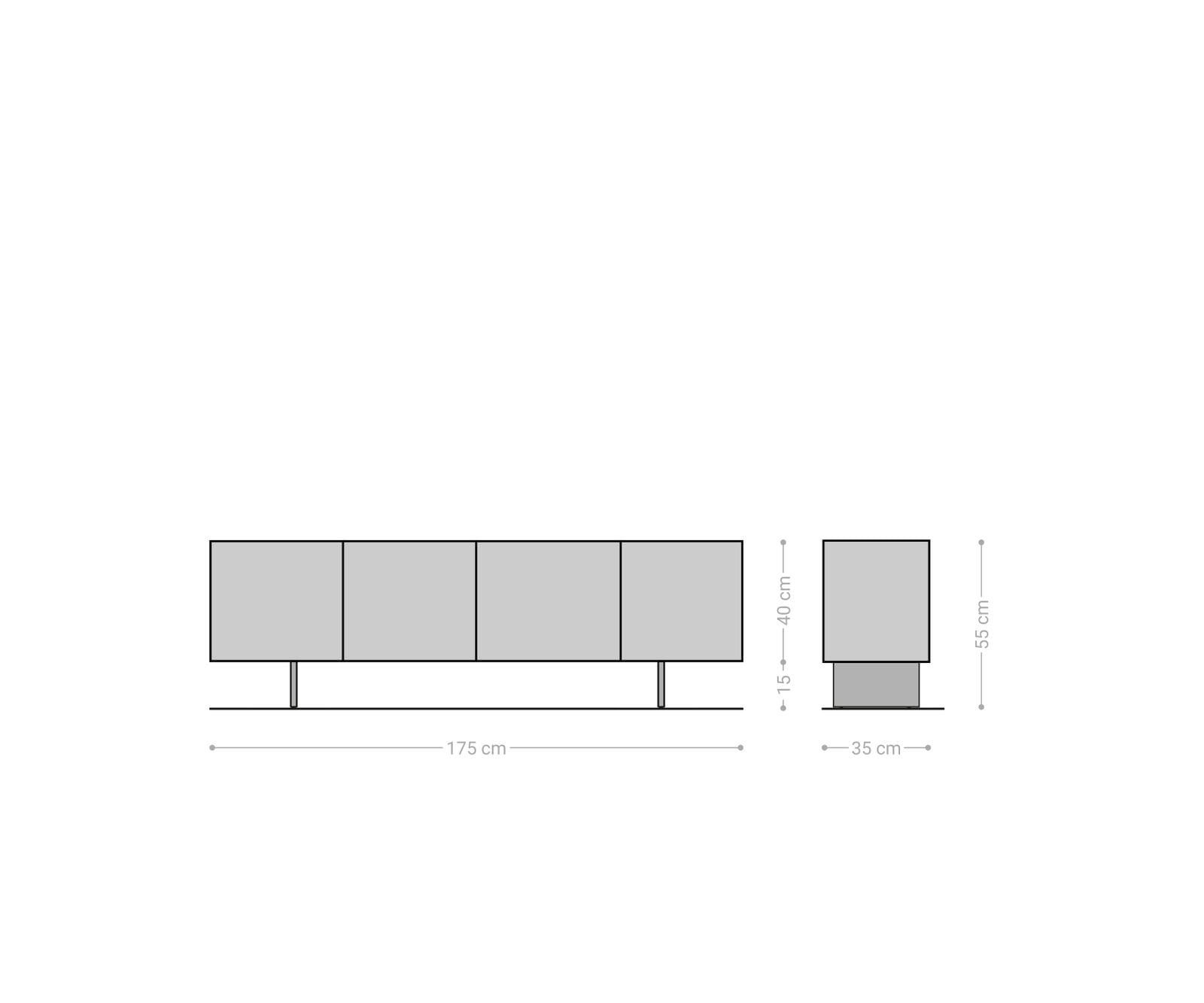 Lowboard Puzzle 175 cm 4 Türen Akazie Natur Fuß schwebend Metall schwarz 6 Lowboard Puzzle 175 cm 4 Türen Akazie Natur Fuß schwebend Metall schwarz 6
