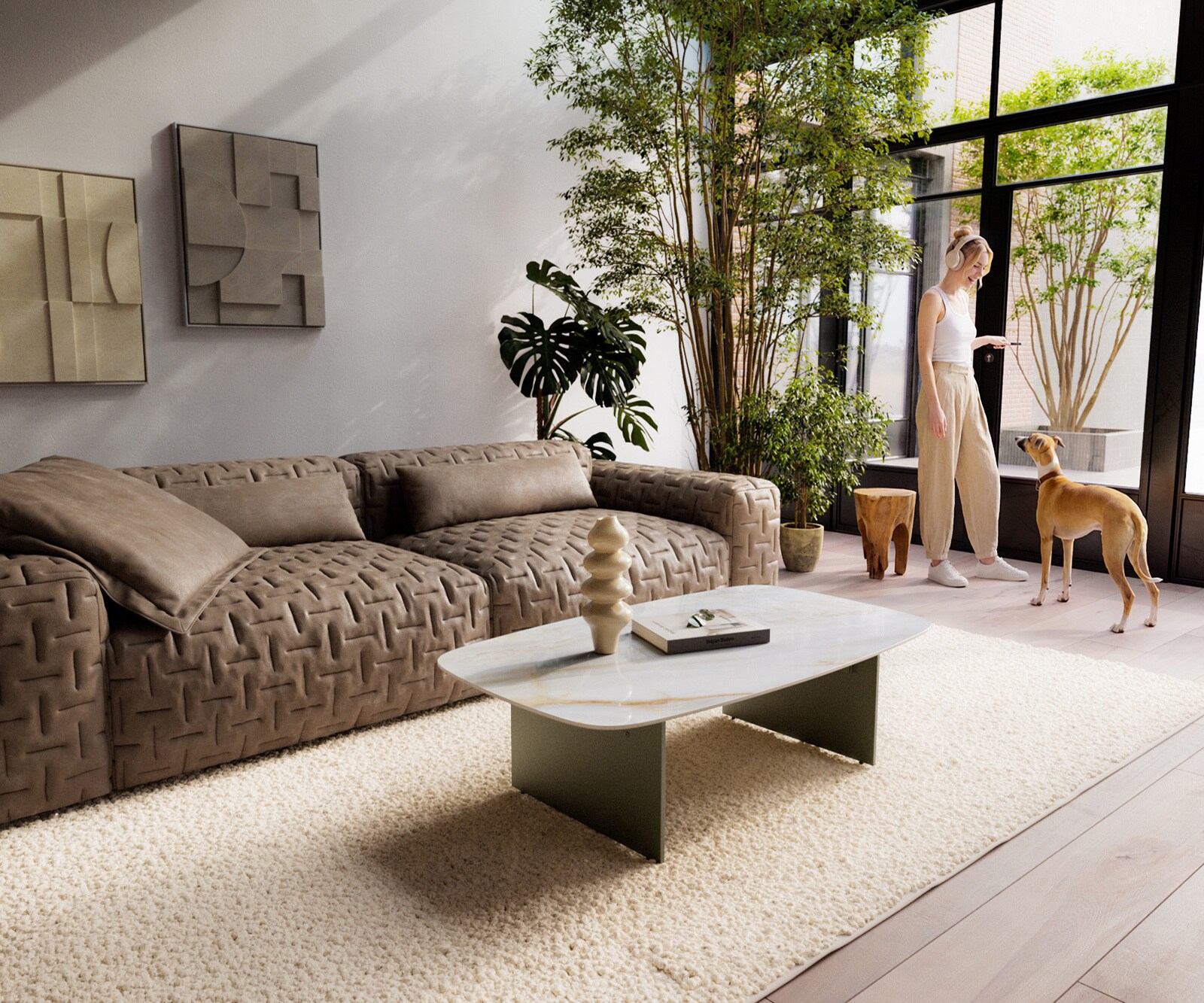 Couchtisch Edge Boot 120x70 cm Keramik Onyx Pearl Salto Metall Effektfinish Titan 7