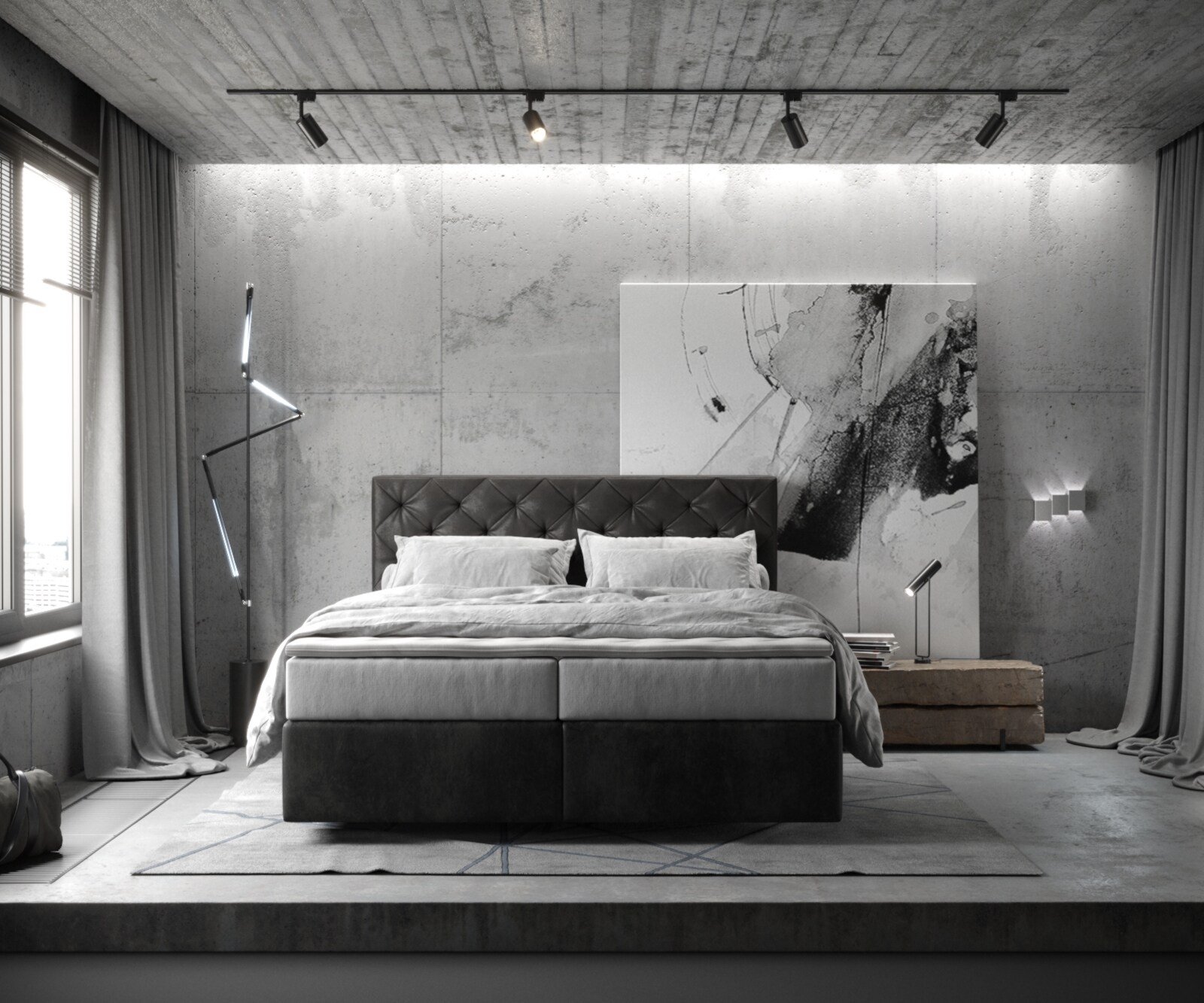 Boxspringbett Dream-Great 160x200 cm Mikrofaser Anthrazit Vintage mit TFK Matratze und Visco Topper 1