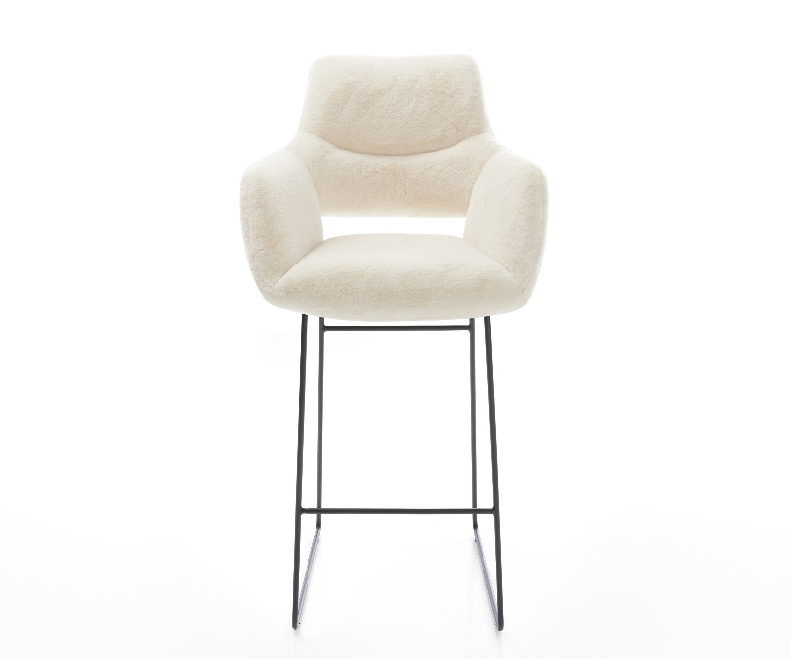 Barstuhl Yago-Flex Plüsch Creme-Weiß Kufengestell Metall Schwarz Taschenfederkern 2