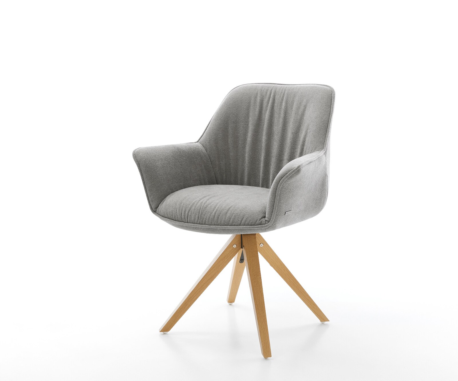 Drehstuhl Keila-Flex mit Armlehnen Strukturstoff Soft Grau Holzgestell kant günstig online kaufen