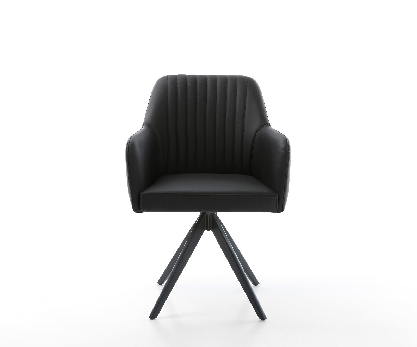 Esszimmerstuhl Greg-Flex Echt-Leder Schwarz Kreuzgestell kantig Schwarz Taschenfederkern 2