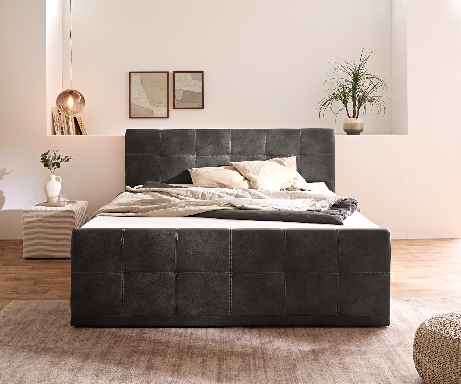 Boxspringbett Amarillo 180x200 cm Anthrazit mit Bettkasten 1 Boxspringbett Amarillo 180x200 cm Anthrazit mit Bettkasten 1